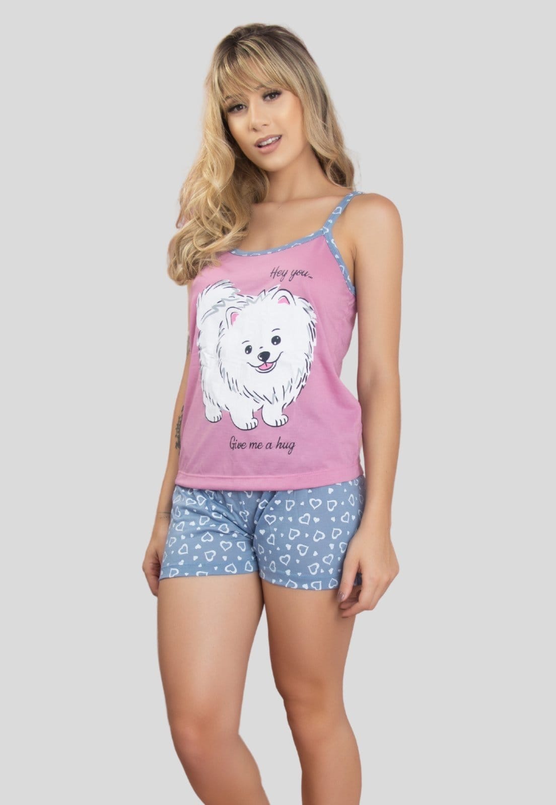 Vista 2 Baby Doll Alça Serra e Mar Modas Pijama Cachorro SERRA E MAR MODAS rosa