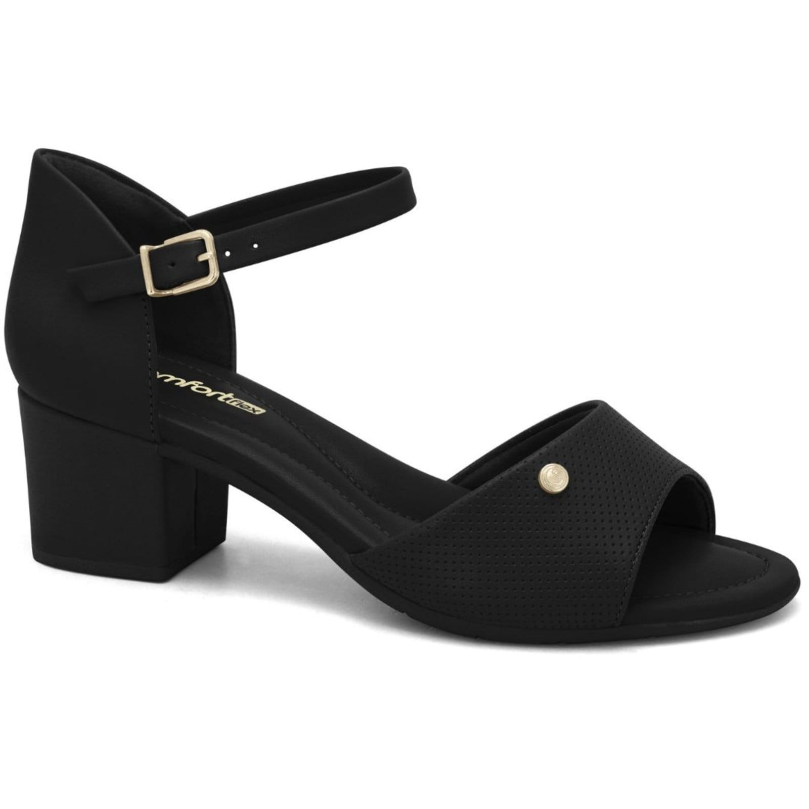 Sandália Feminina Preta Comfortflex 2557405-2