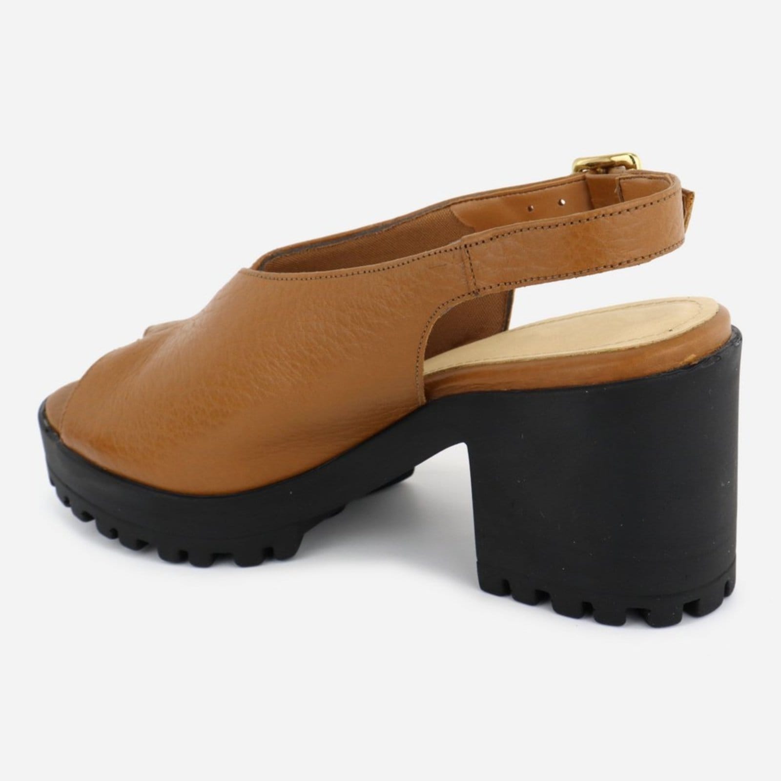 Vista 2 Tamanco Feminino Tratorada Couro Maria Paula Conforto MARIA PAULA caramelo