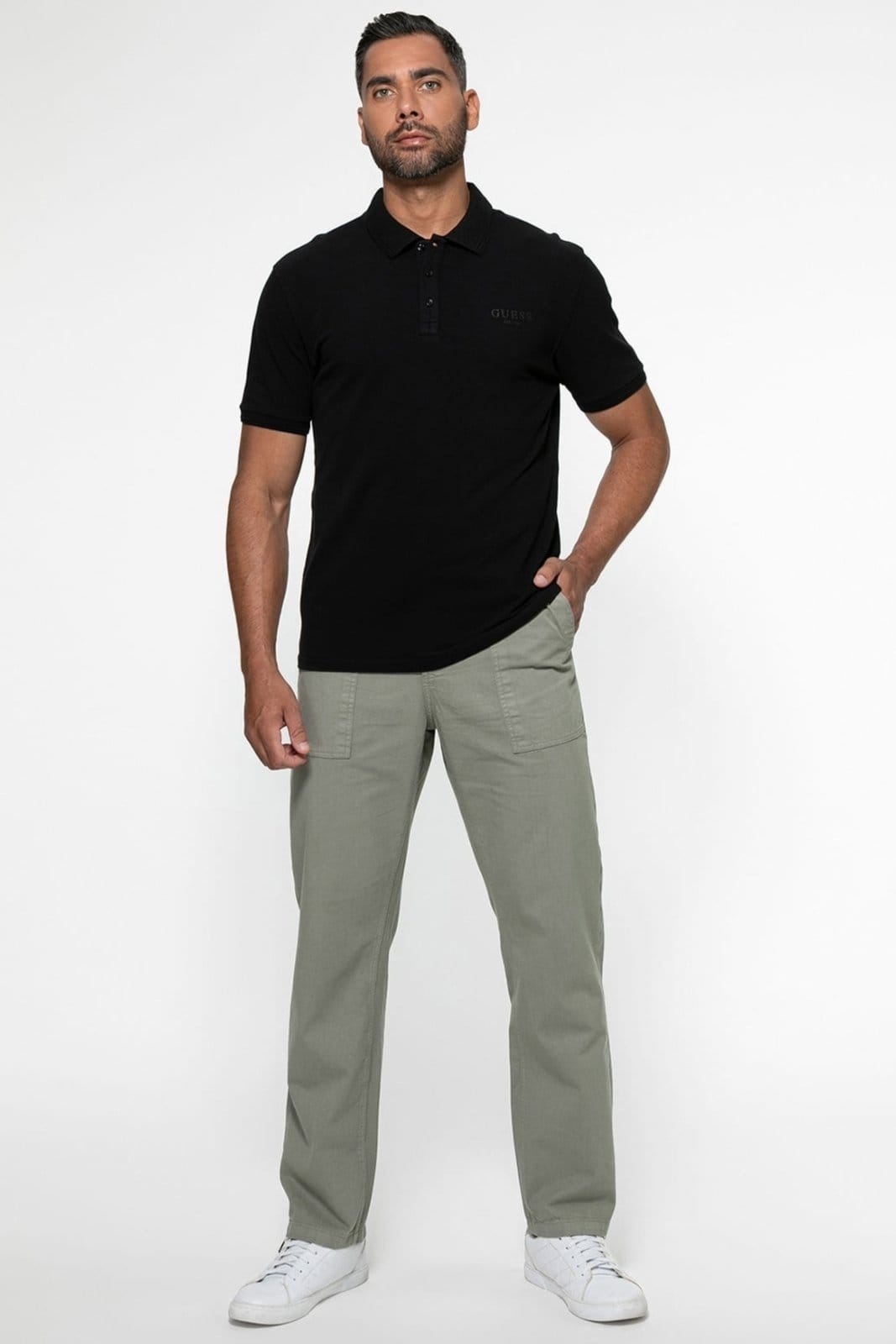 Vista 2 Calça Sarja Guess Regular Straight Bolso Guess verde