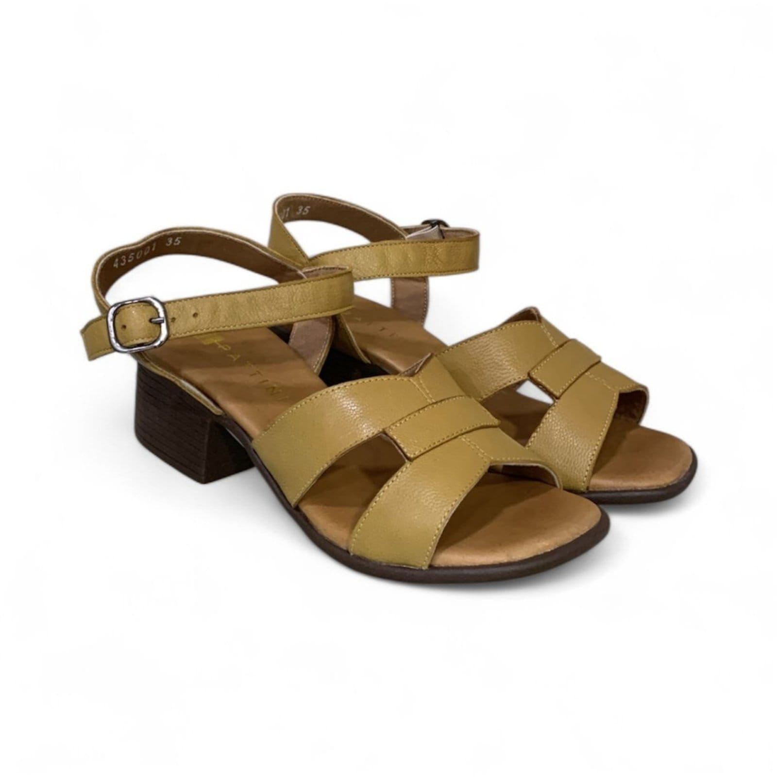 Vista 2 Sandália Feminina Moscardini Couro com Pesponto 435001 Mostarda Moscardini caramelo