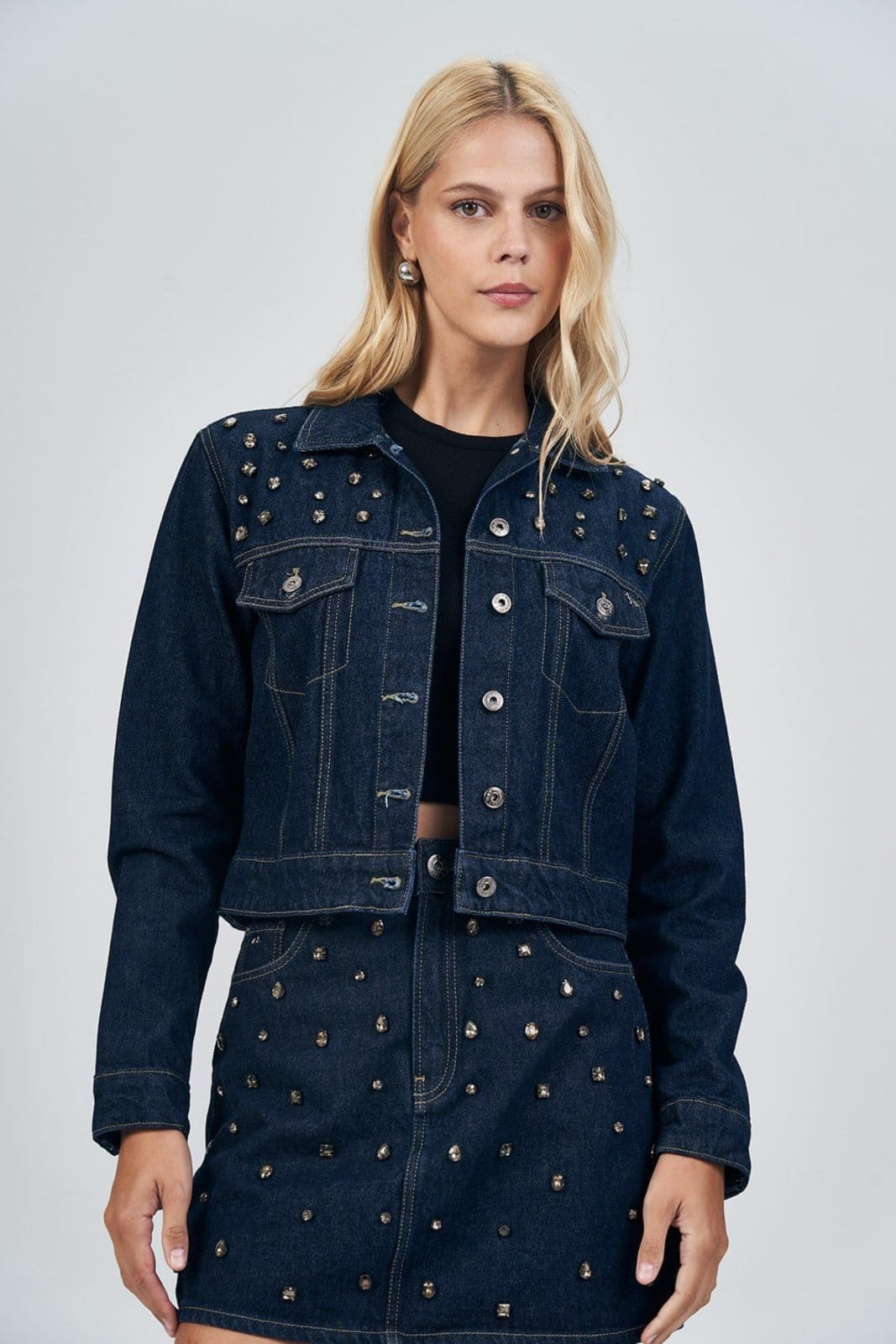 Vista principal Jaqueta Aplicações Feminina Acostamento ACT FEMININO jeans