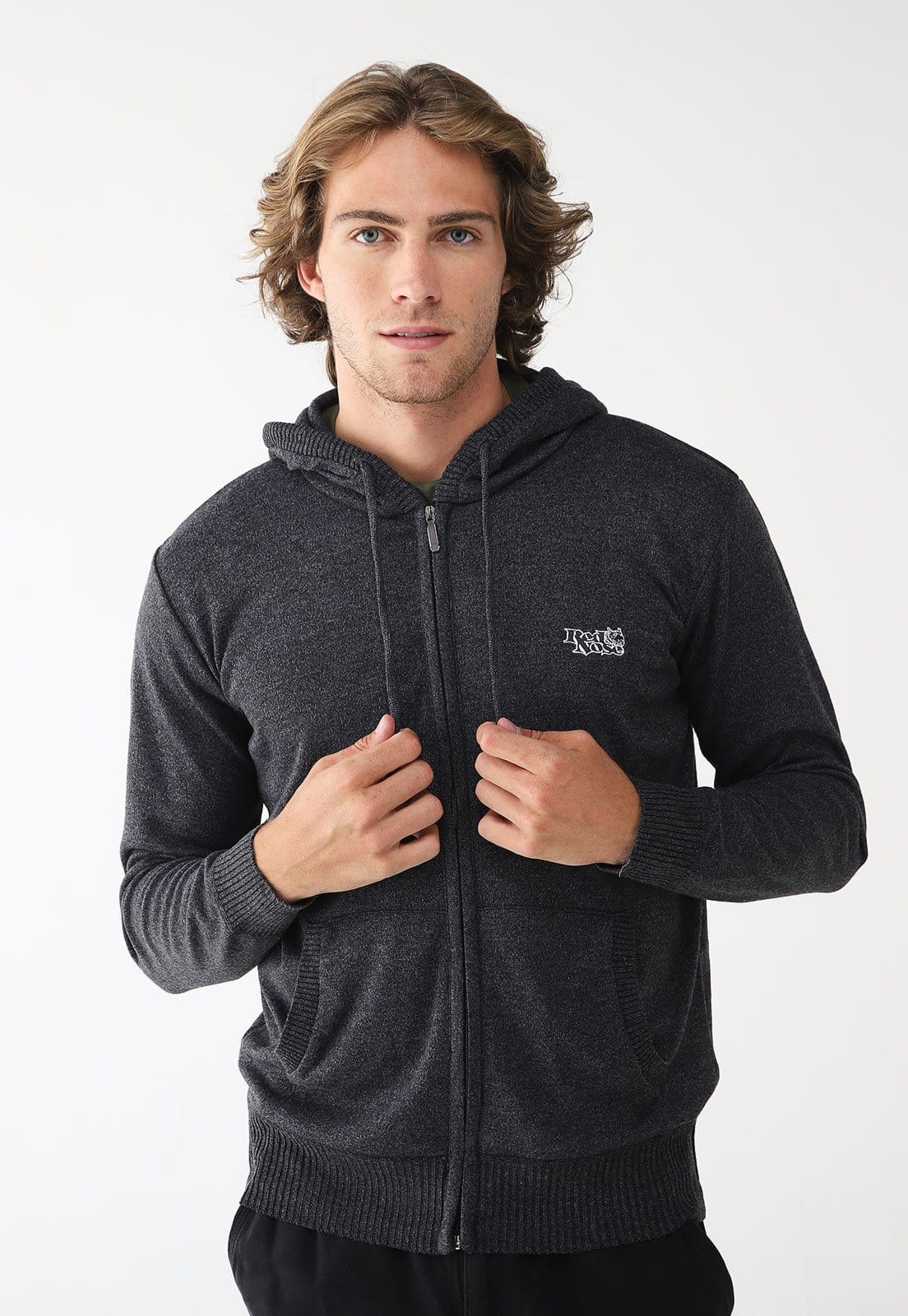 Jaqueta Tricot Red Nose Reta Logo Preta