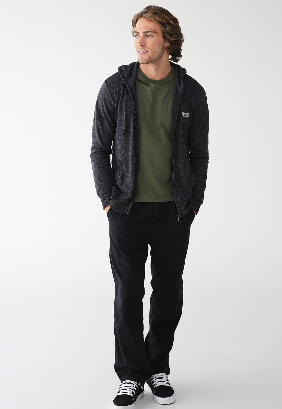 Vista 2 Jaqueta Tricot Red Nose Reta Logo Preta Red Nose preto red