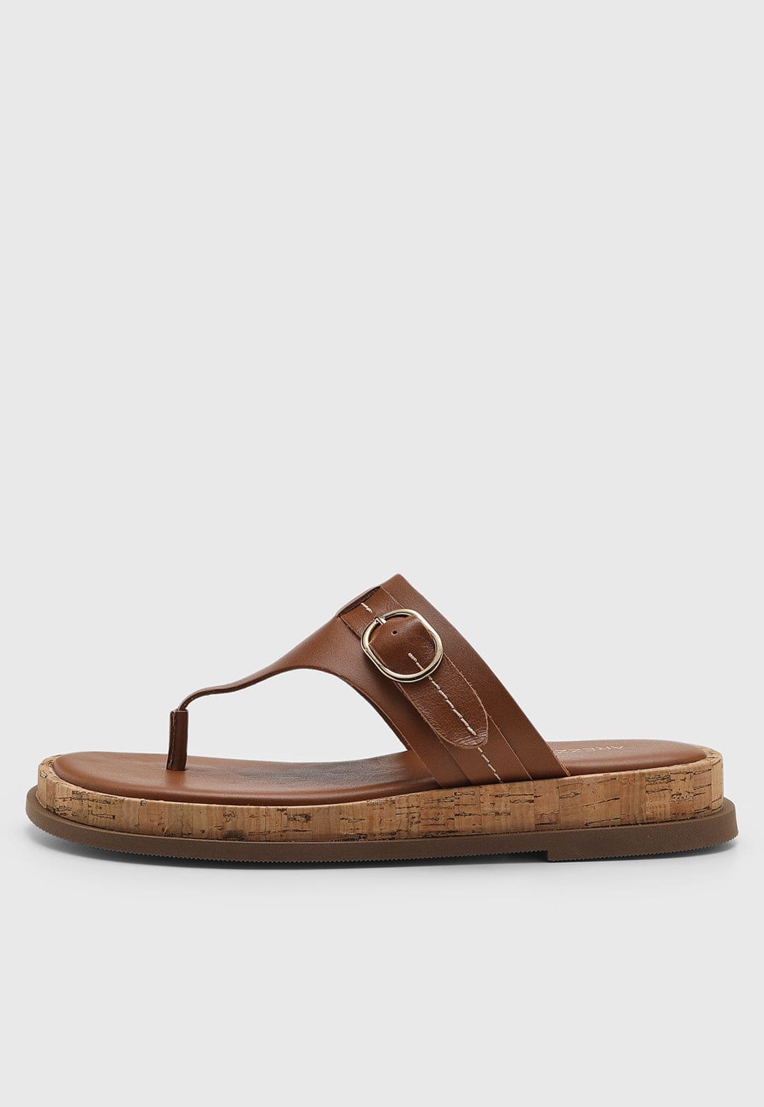 Vista principal Rasteira Feminina Arezzo Tira Larga Fivela Arezzo marrom