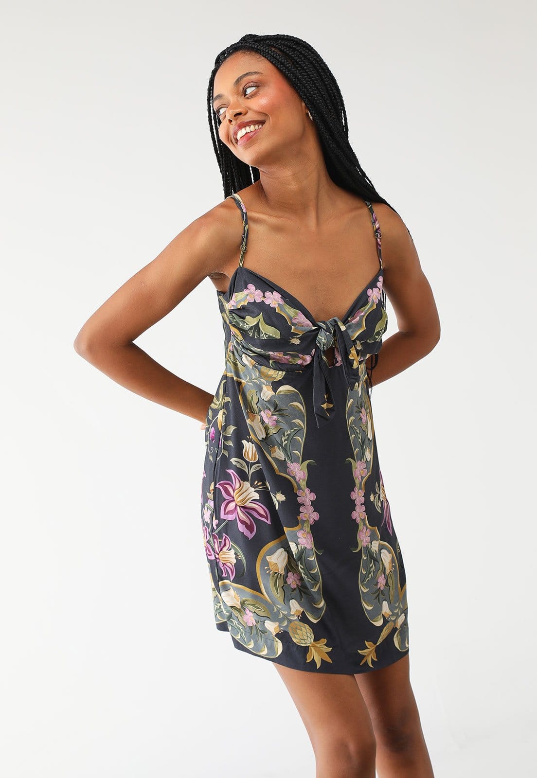 Vestido FARM Curto Lenço Floral Talita