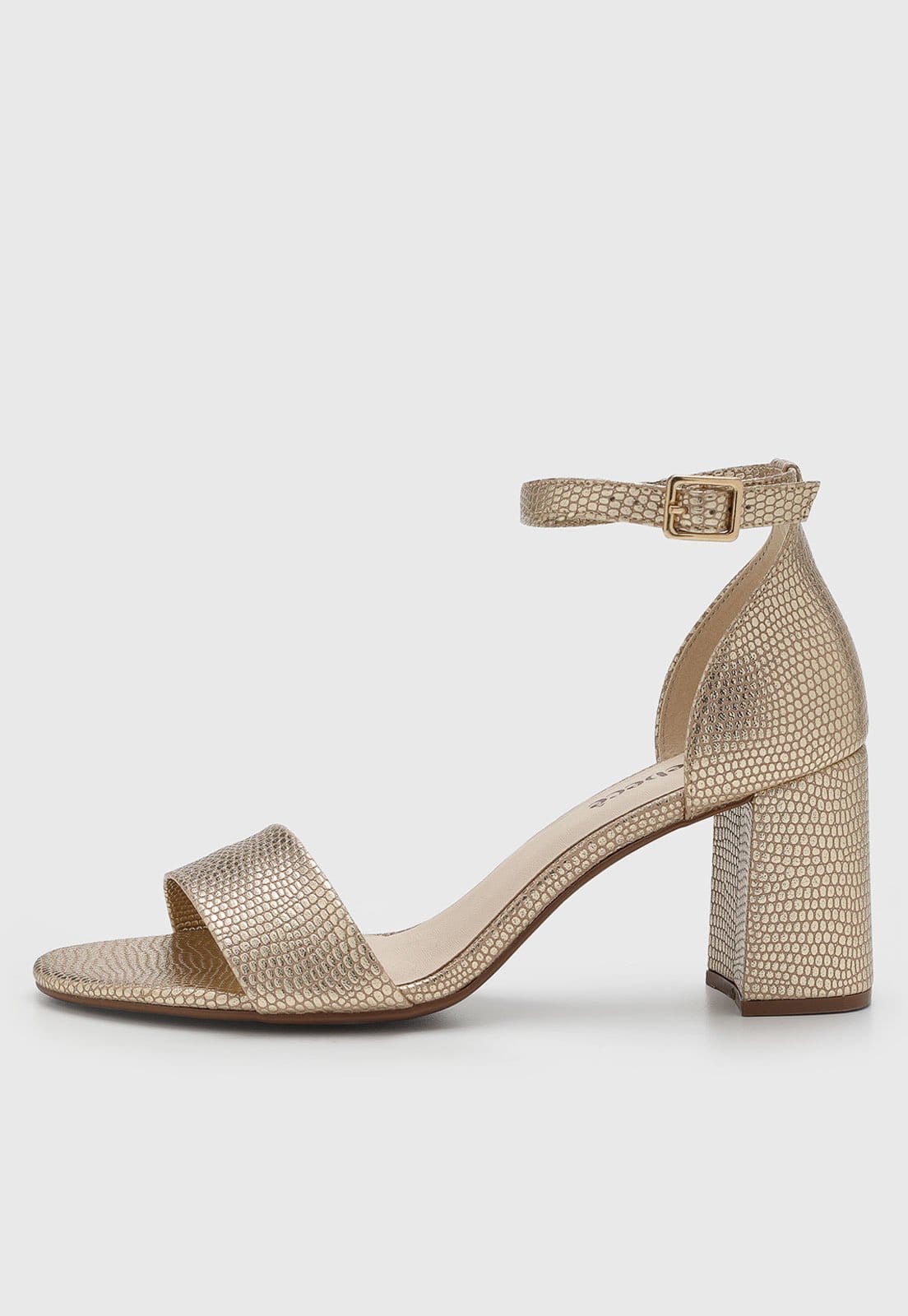 Sandália Feminina cê Salto Quadrado Dourada