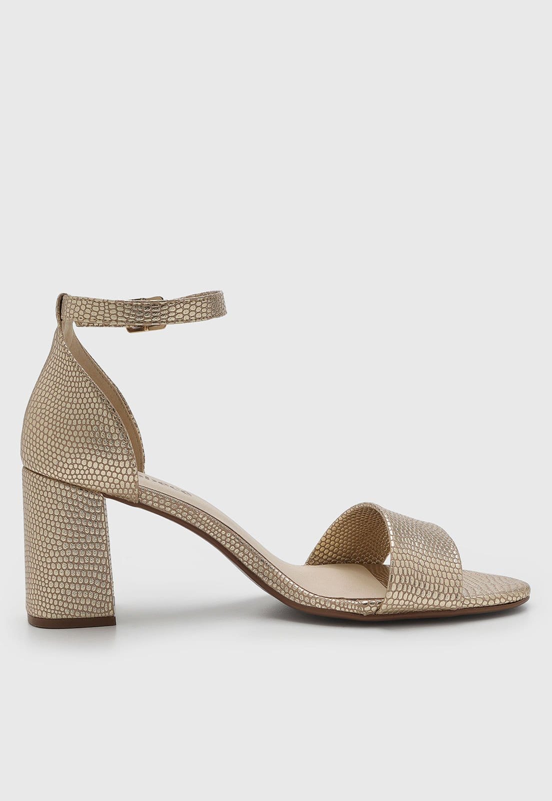 Vista 2 Sandália Feminina cê Salto Quadrado Dourada BEBECÊ dourado