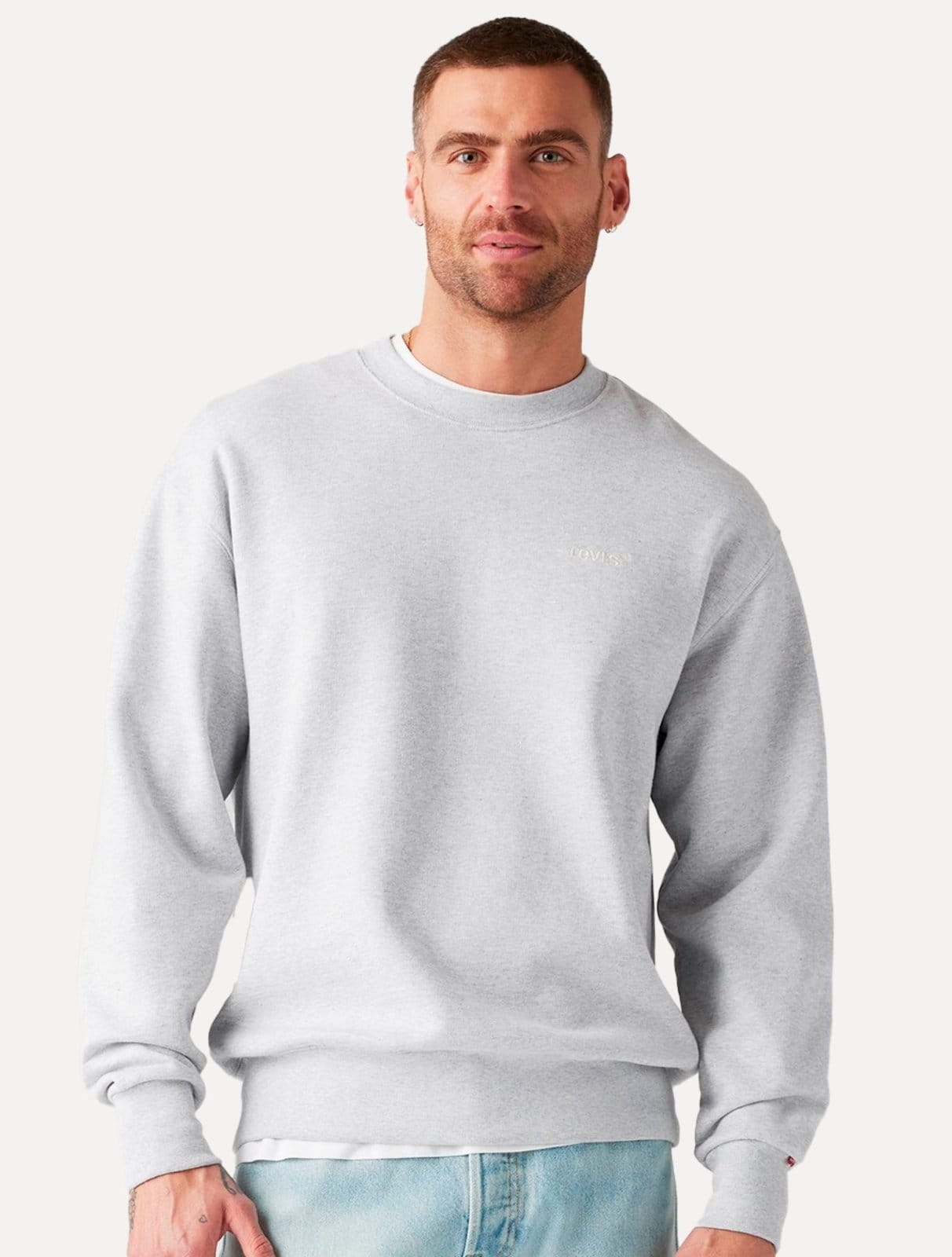 Vista principal Moletom Levis Masculino Crewneck Authentic Logo Poster Mescla Levis cinza