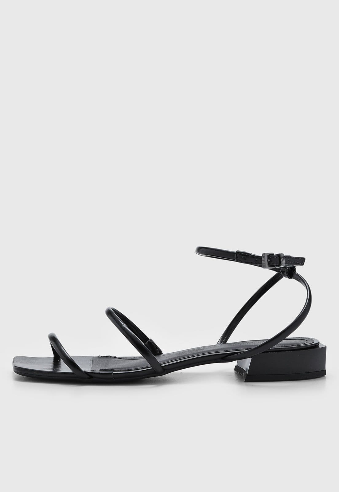 Vista principal Sandália Feminina Santa Lolla Salto Baixo Tiras Preta Santa Lolla preto