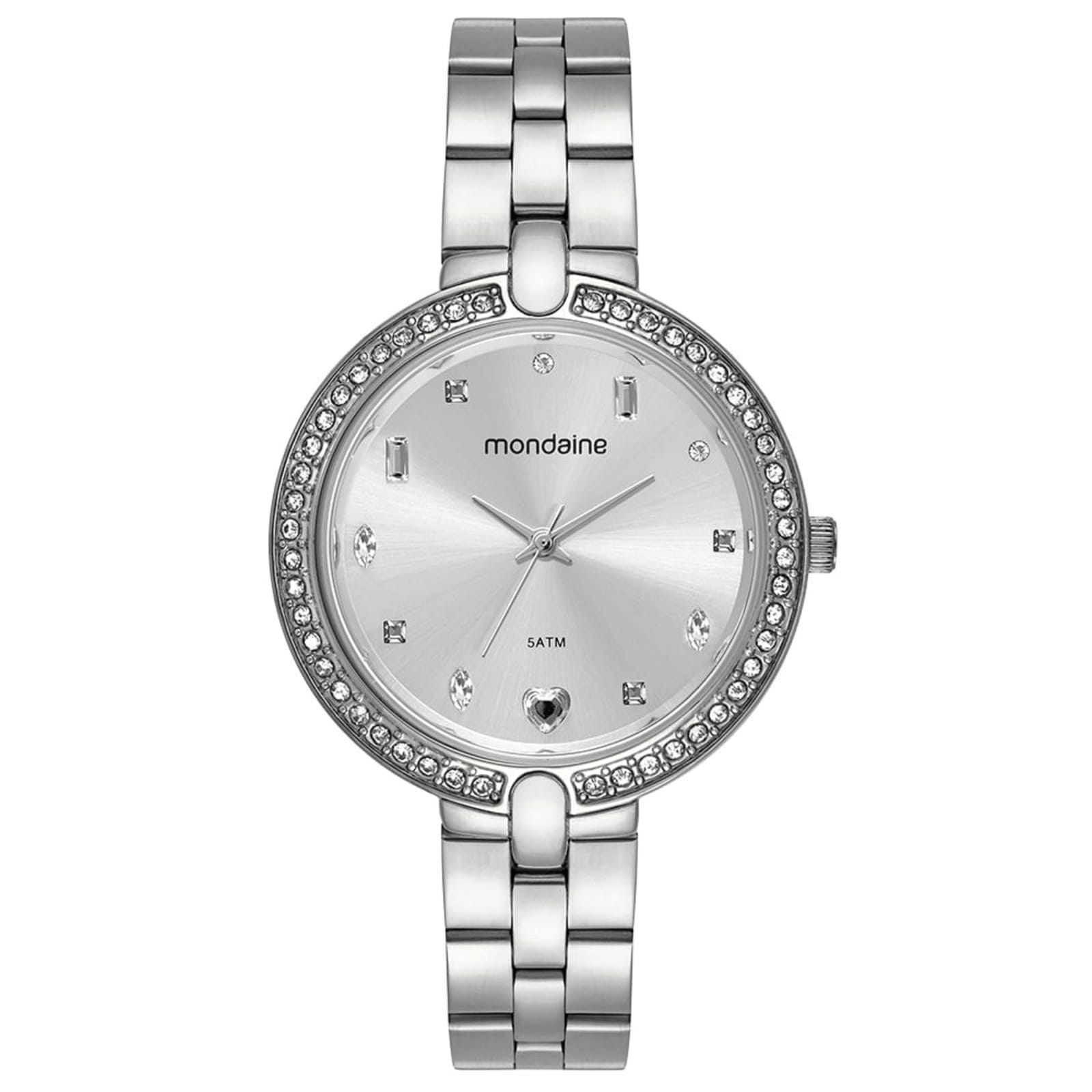 Vista principal Relógio Feminino Mondaine Pulseira Aço Cristais Mondaine prata
