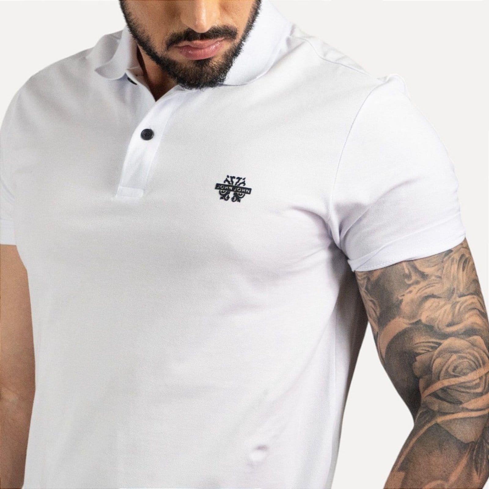 Vista 2 Camisa Polo John John Light Logo Branca Jonh John branco