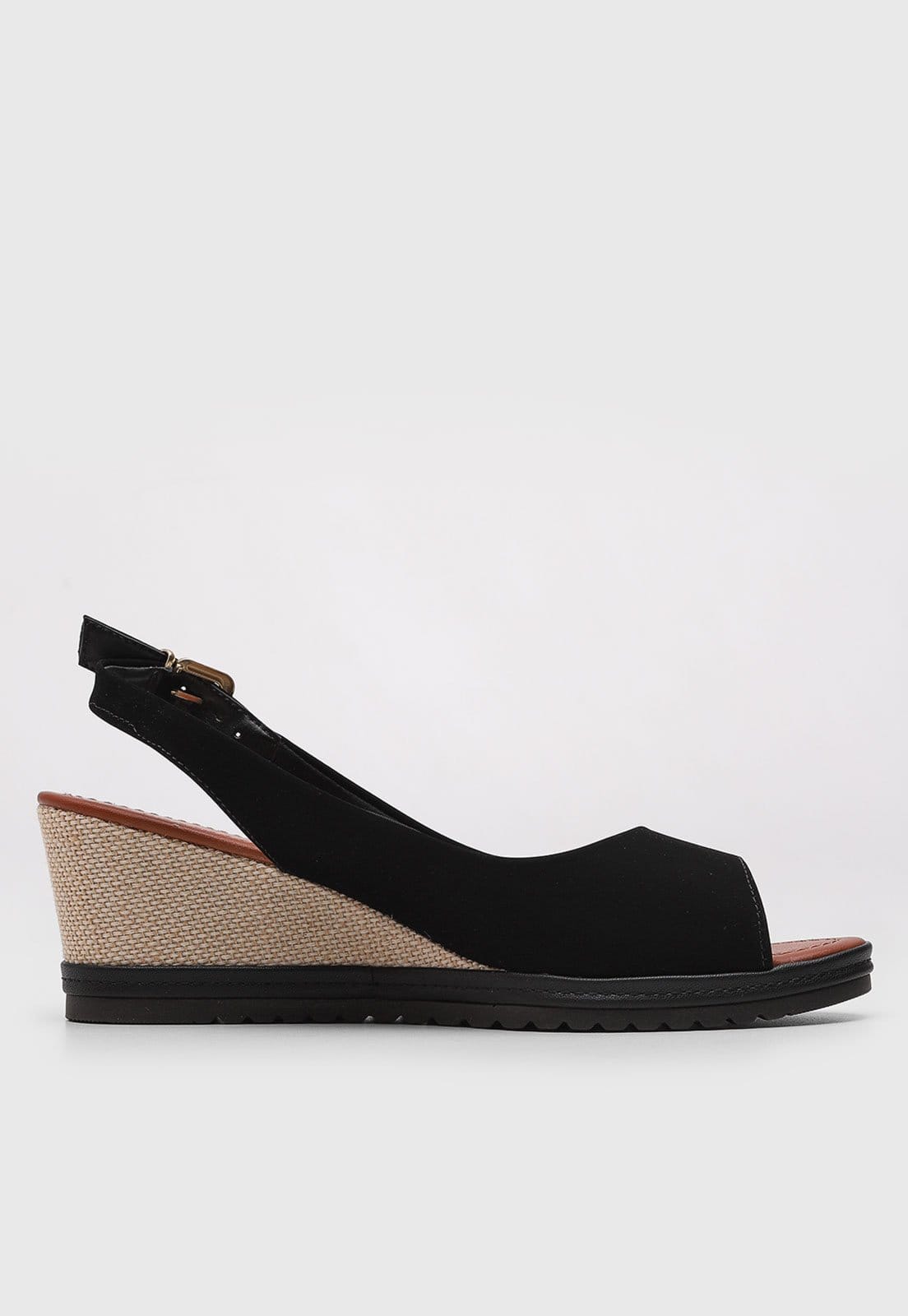 Vista 2 Sandália Feminina cê Salto Anabela Preta BEBECÊ preto