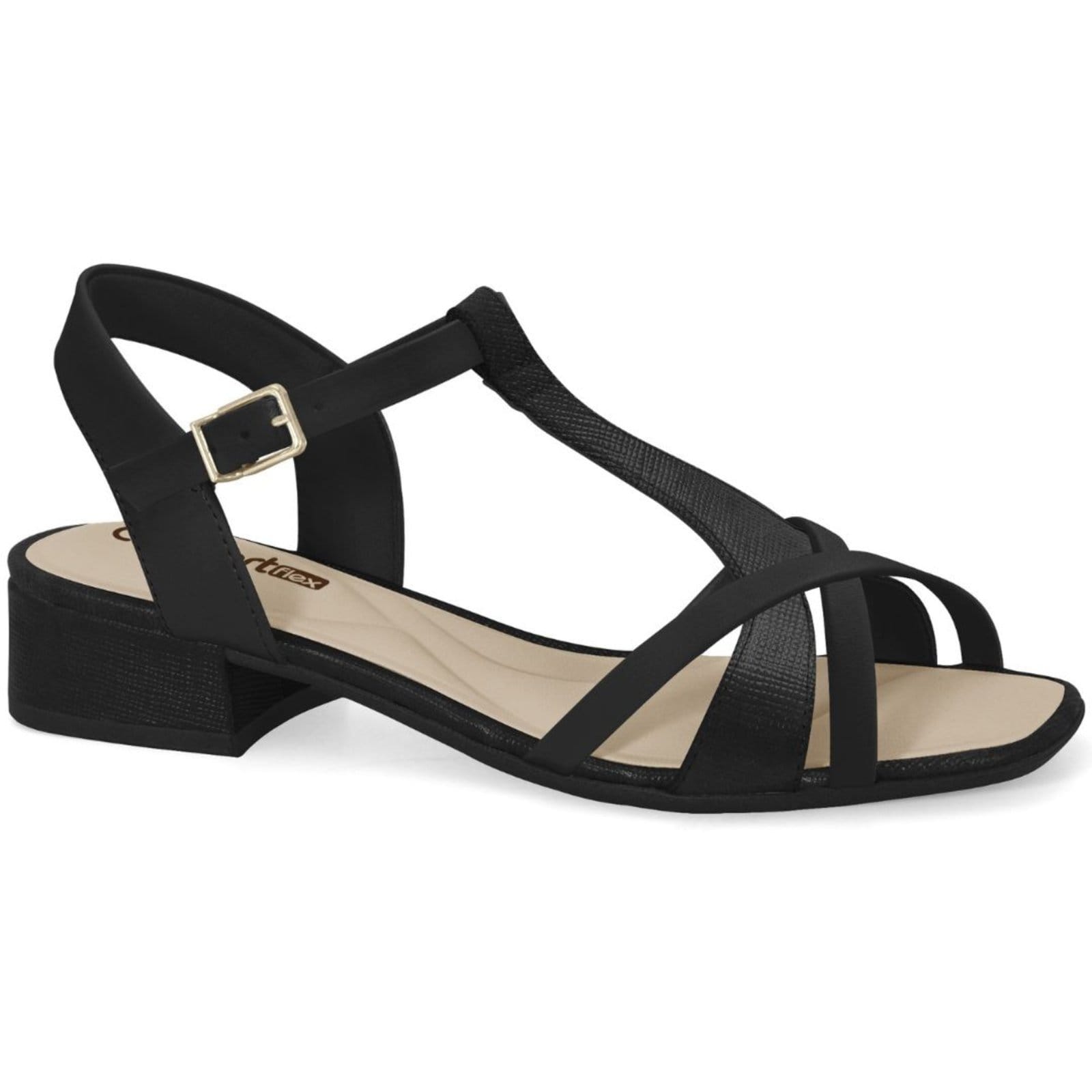 Sandália Feminina Conforto Preta Comfortflex 2555407-3