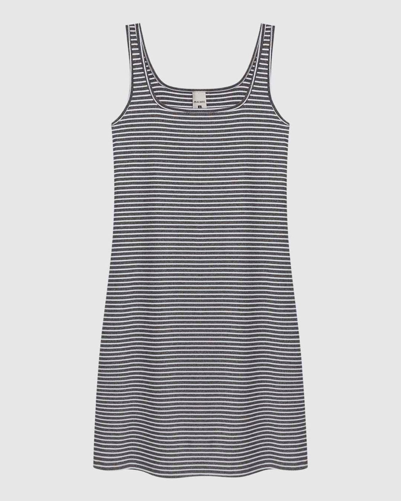 Vestido Feminino Reto Decote Quadrado Em Malha Canelada