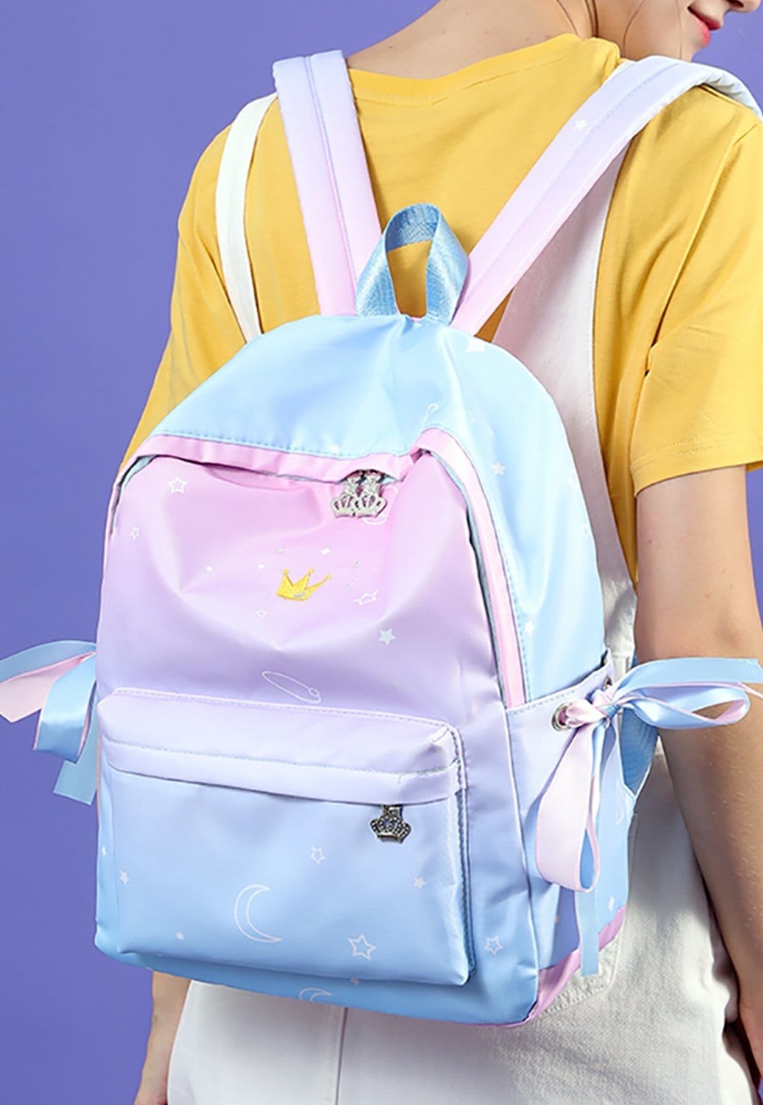 Vista 2 Infantil - Mochila Yupe Universitária Resistente Juvenil Reforçada 05 ROSA YUPE azul/rosa rosa