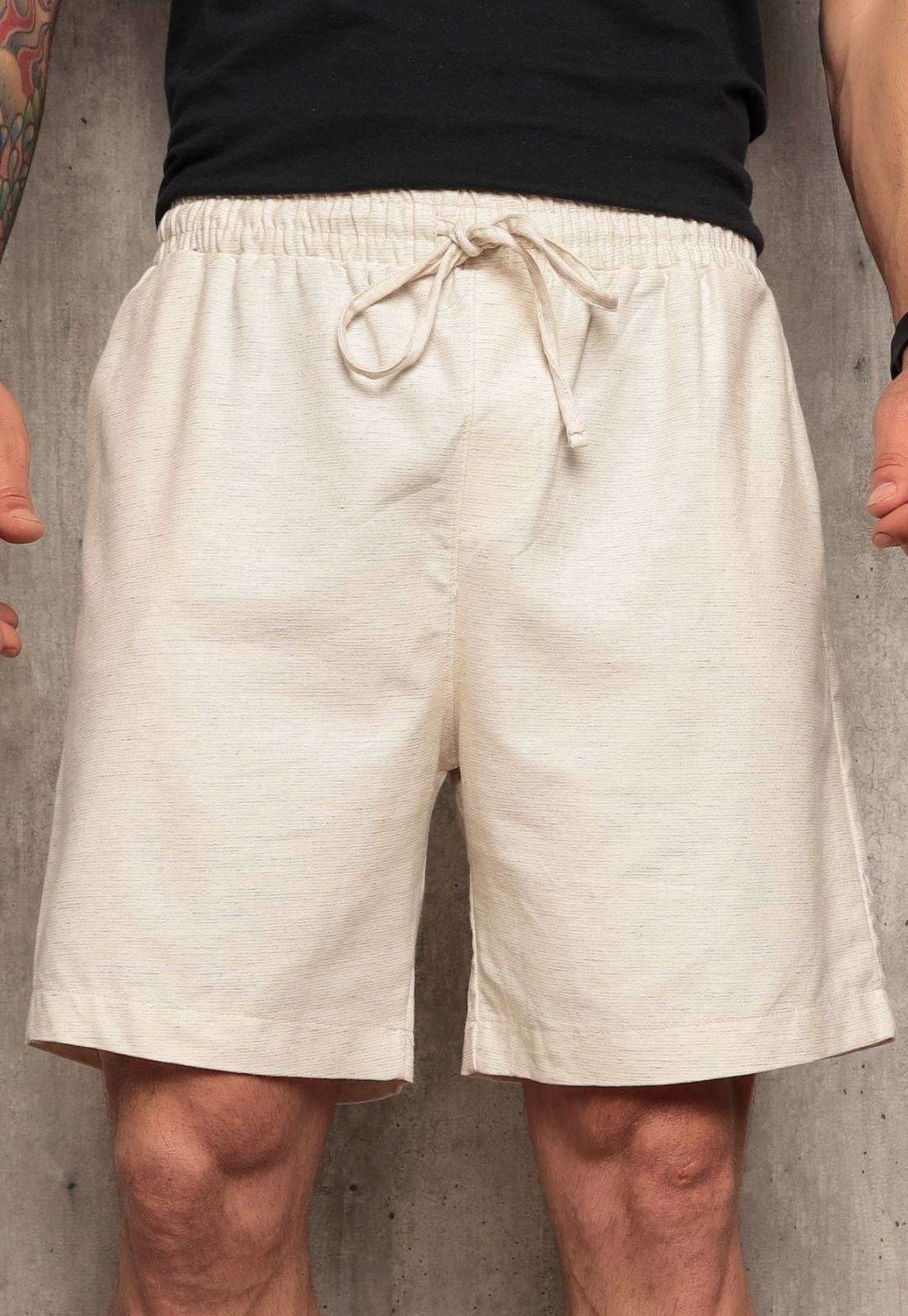 Vista 2 Bermuda Masculina de Linho Tex Jeans Algodão com Elástico Moda Verão Confortável TEX JEANS bege