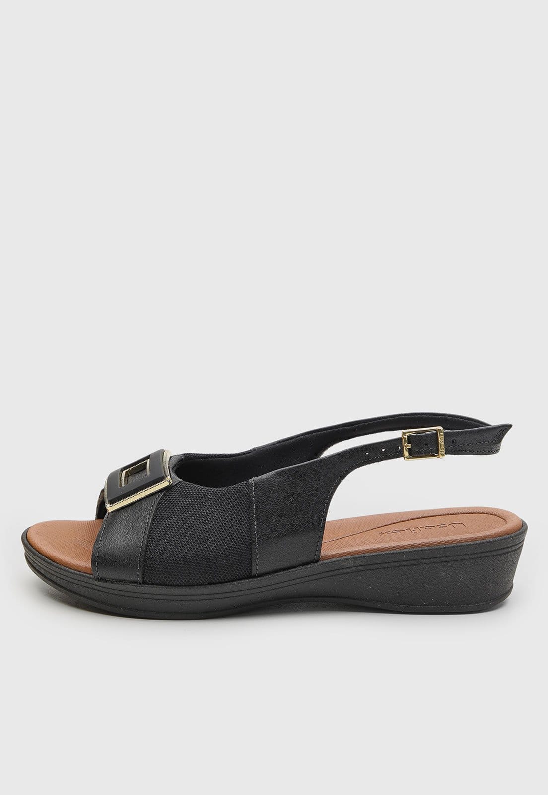 Sandália Feminina Usaflex Baixa Fivela Preta