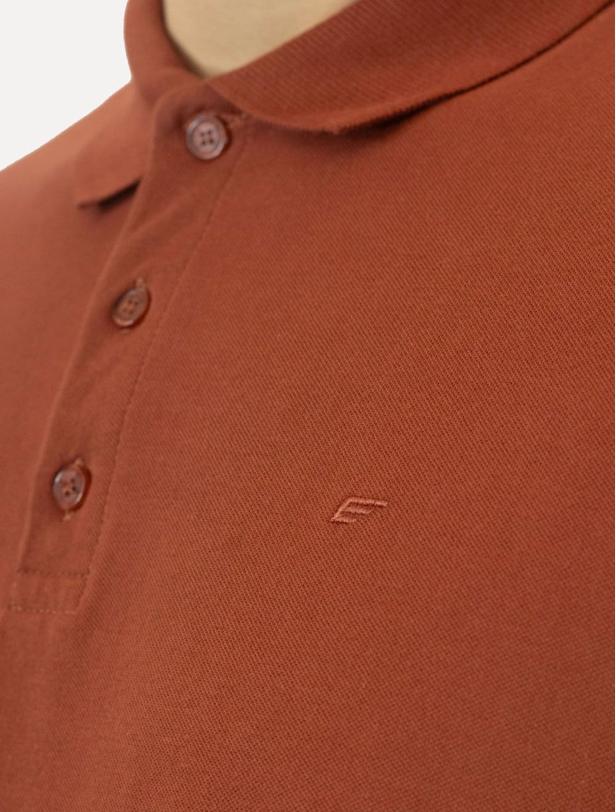 Vista 2 Polo Ellus Masculina Piquet Classic Easa Terracota Ellus laranja