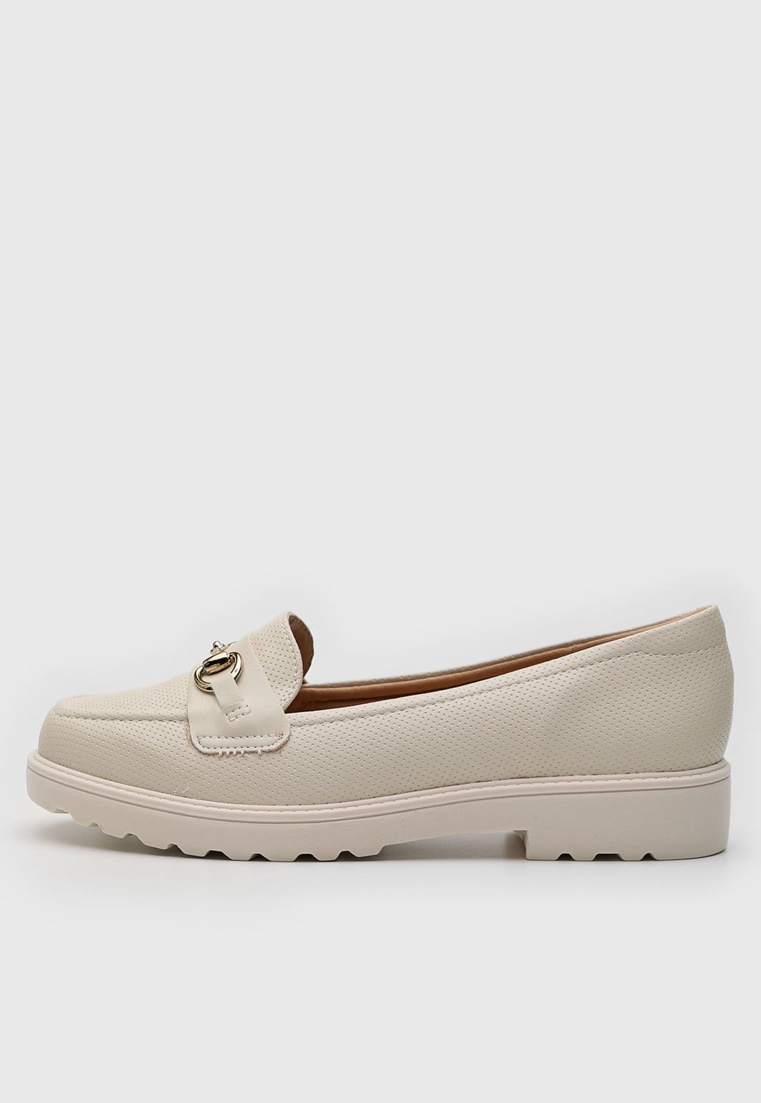 Mocassim Tratorado Modare Fivela Metalizada Off-White