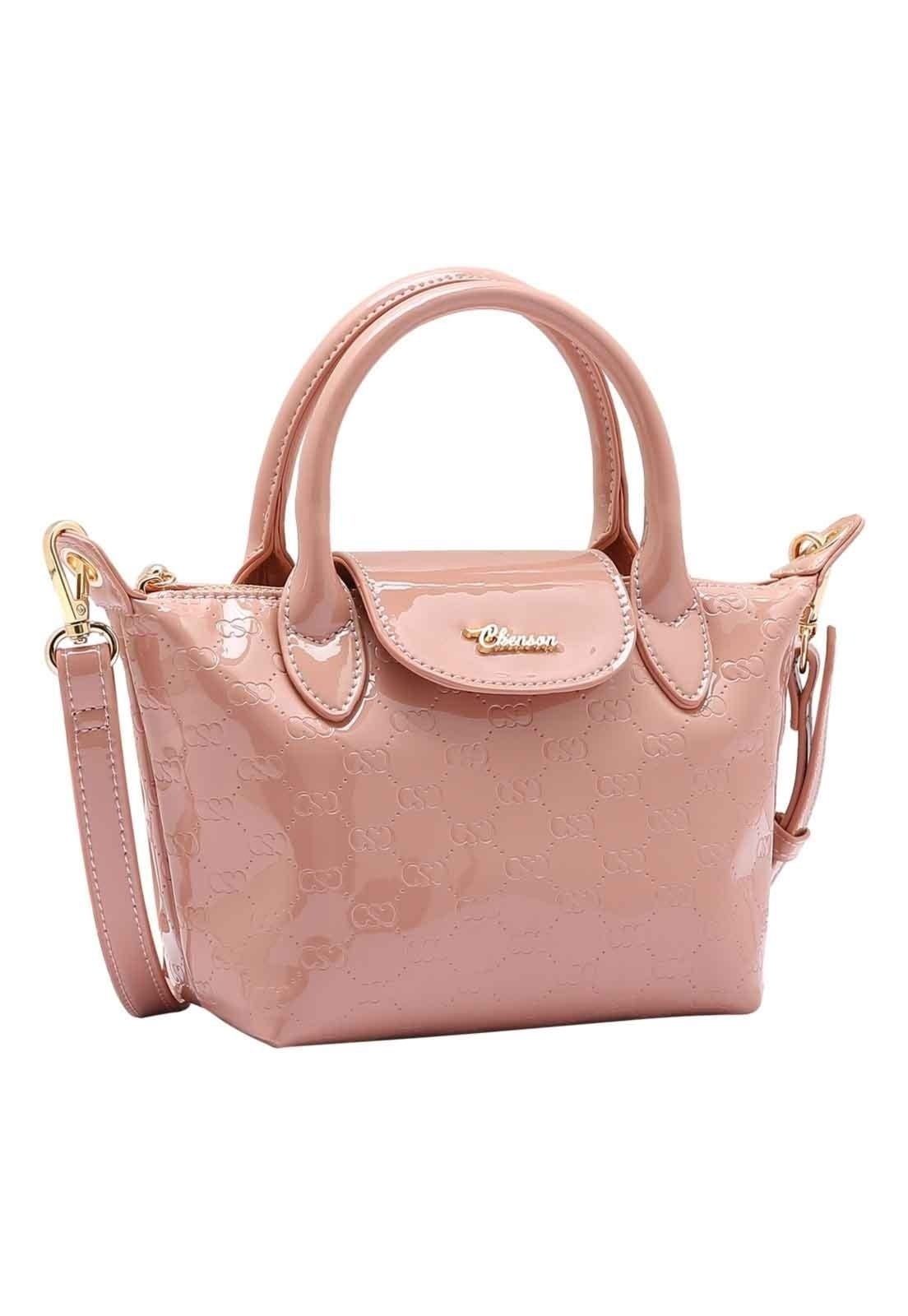 Bolsa Feminina Chenson Original Mini Logo Verniz Mão Rose 3485038