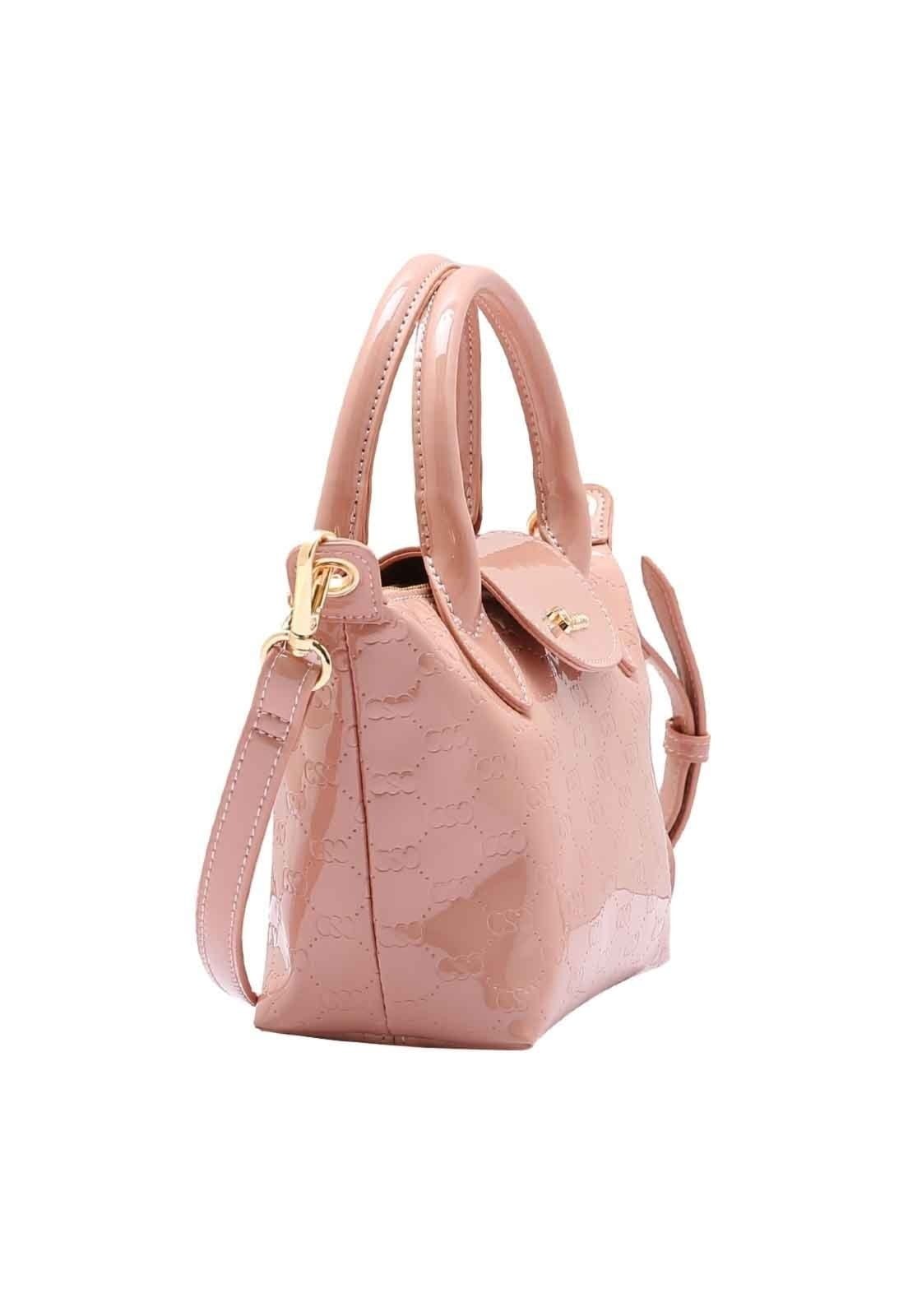 Vista 2 Bolsa Feminina Chenson Original Mini Logo Verniz Mão Rose 3485038 Chenson rosê rose