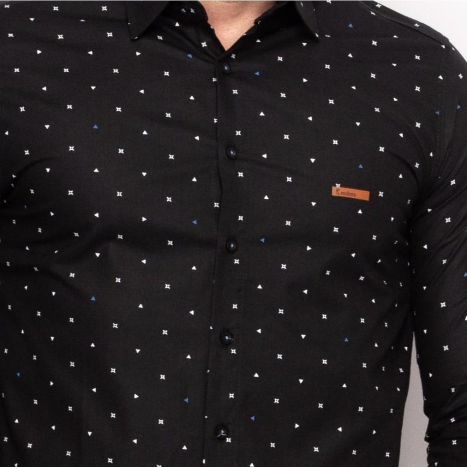 Vista 2 Camisa Social Teodoro Masculina Poa Slim Conforto G TEODORO CAMISARIA preto