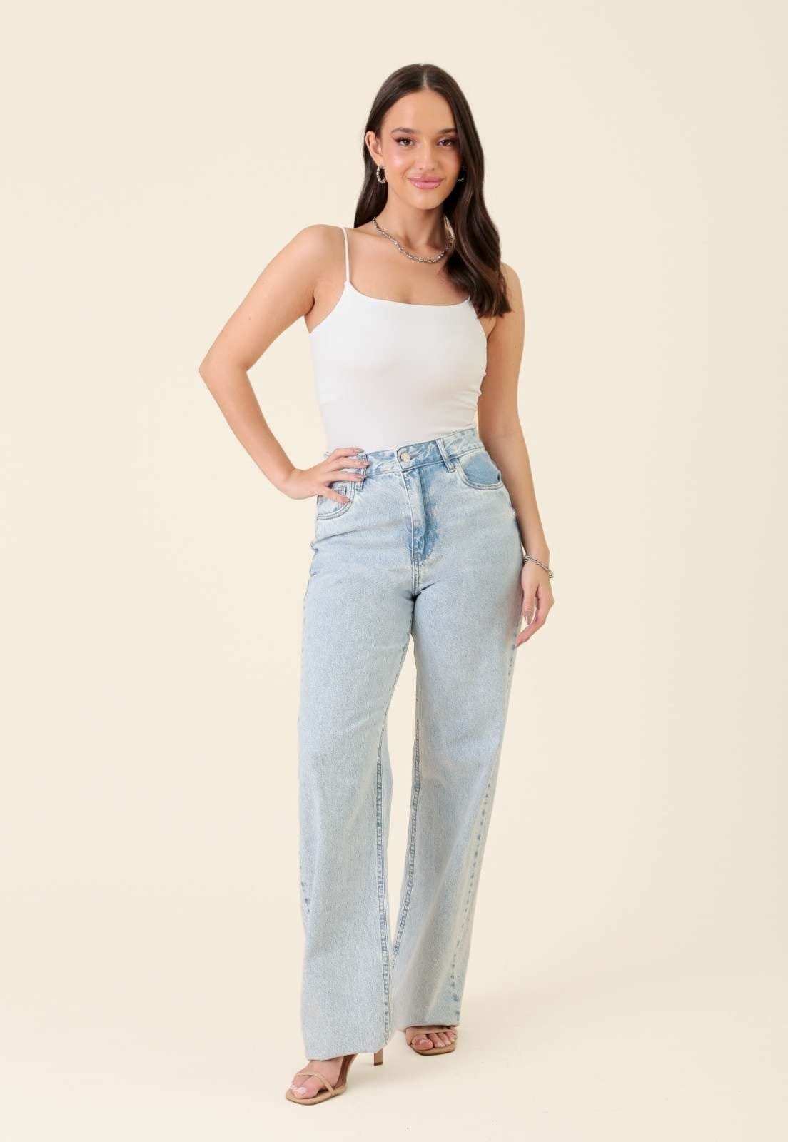 Vista principal Calça Jeans Pop Me Reta Claro Pop Me azul