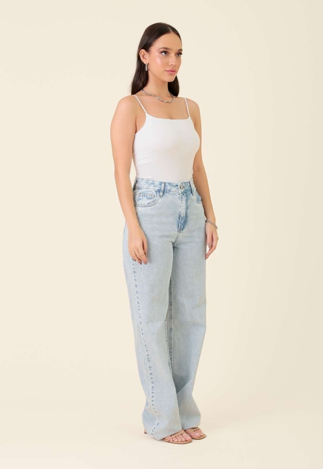 Vista 2 Calça Jeans Pop Me Reta Claro Pop Me azul