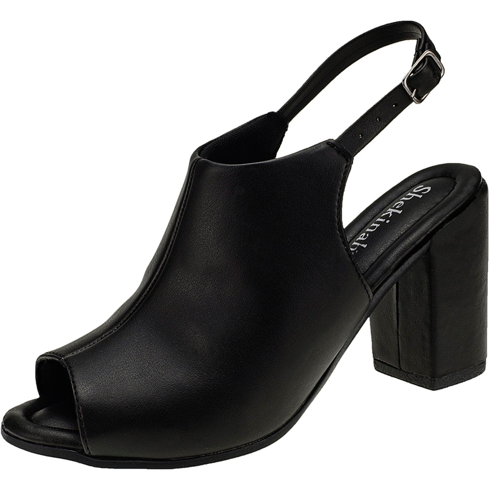 Vista 2 Sandália Ankle Boots Salto Alto Grosso Bota Shekinah Moda Confortável Shekinah preto