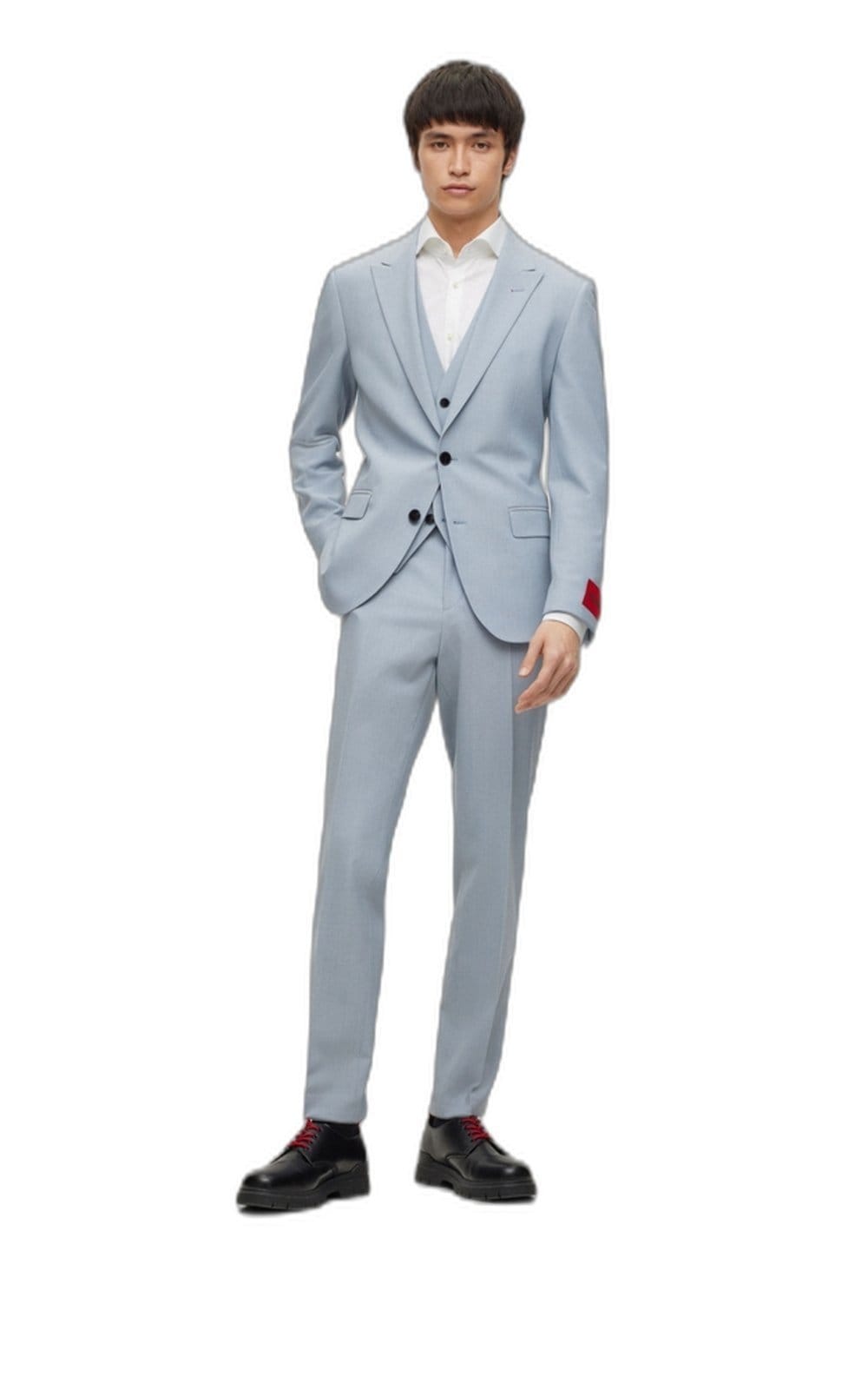 Vista 2 Camisa Slim Fit Em Algodão Com Colarinho Spread HUGO branco