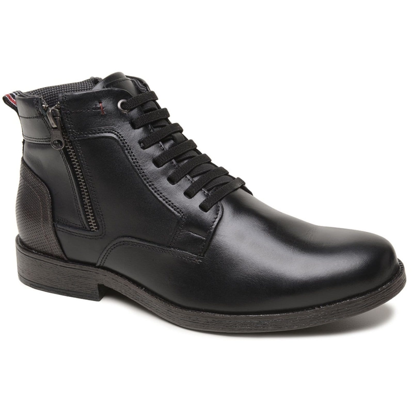 Coturno Masculino Bota Em Couro Com Ziper Macio Ultra Leve
