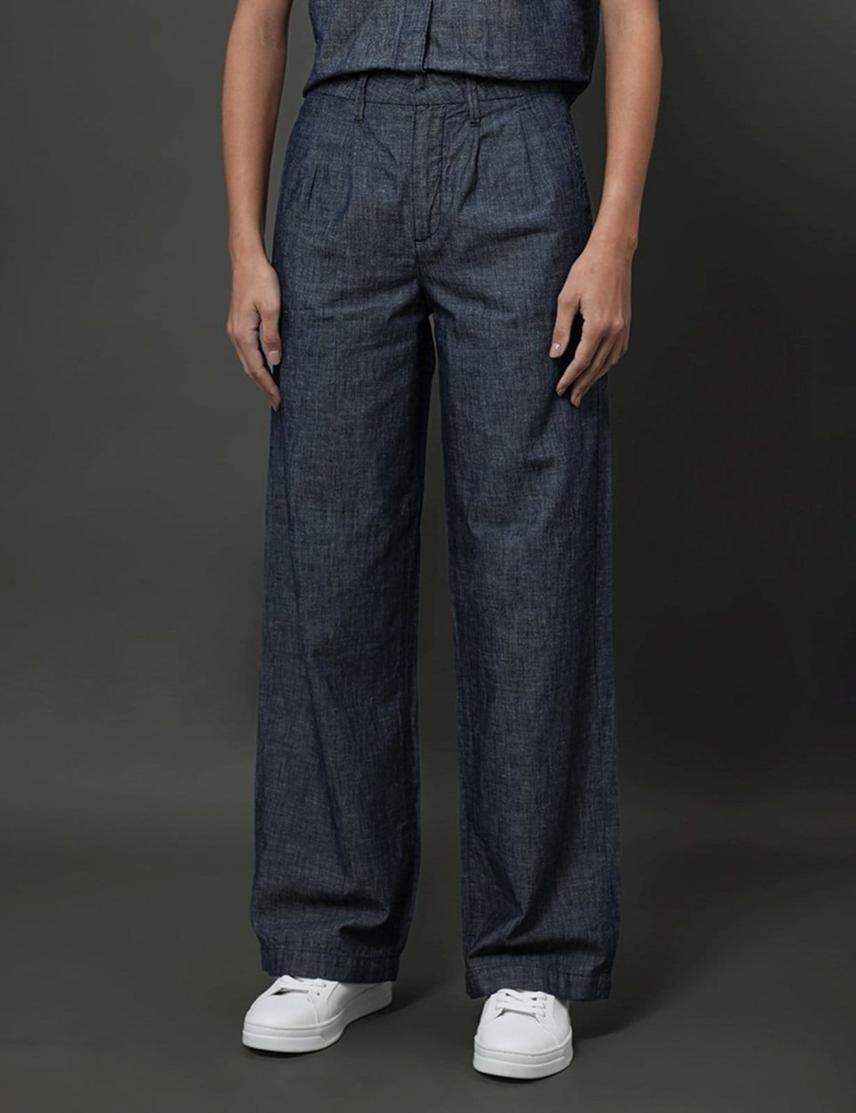 Calça Jeans Feminina Cânhamo Wide Leg Calvin Klein - Marinho