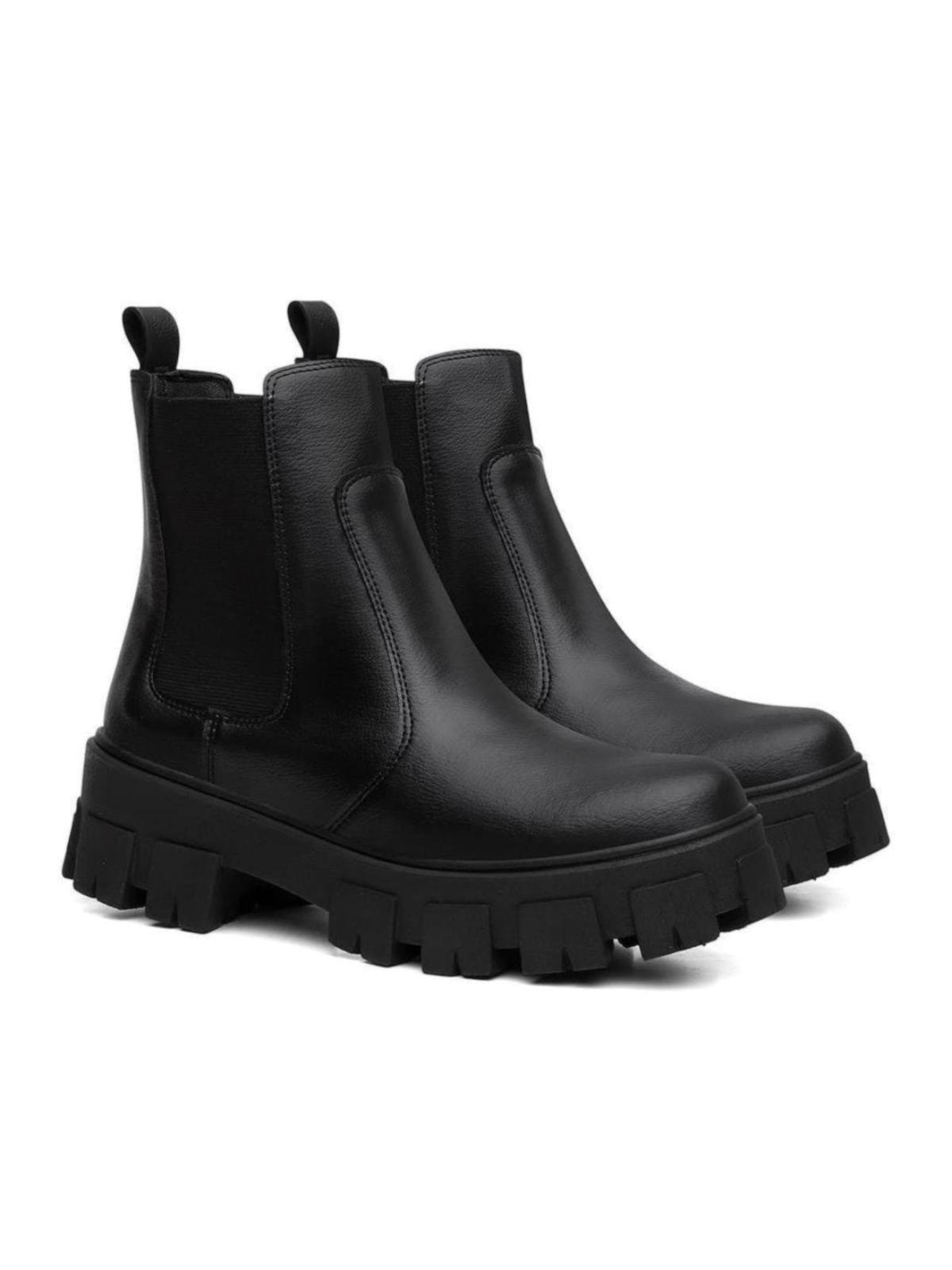 Vista principal Coturno Feminino Chelsea Elástico Tratorado Sintético Rute Paula preto