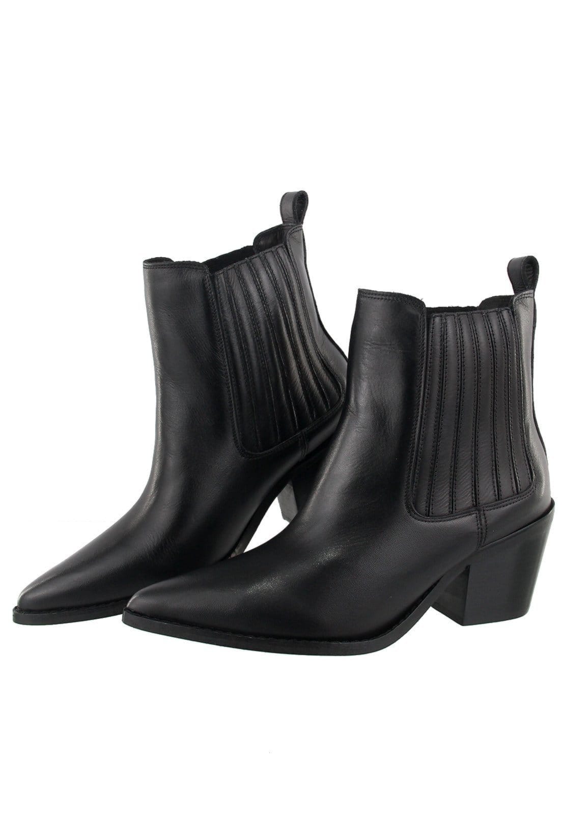 Vista principal Bota Chelsea Texana Country Em Couro Feminina Bico Fino Maria Paula MARIA PAULA preto