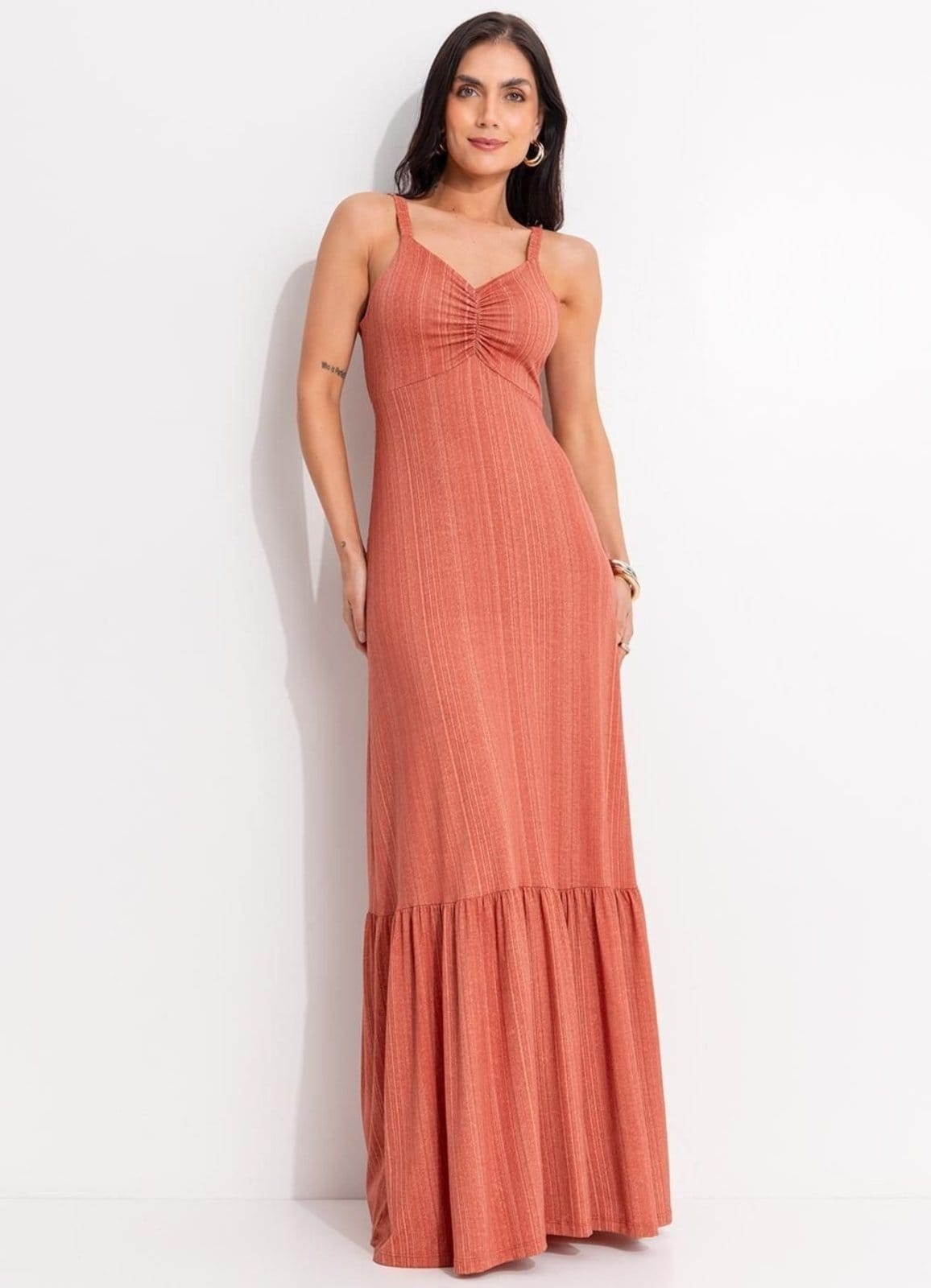 Vestido Em Malha De Viscose Quintess Listras