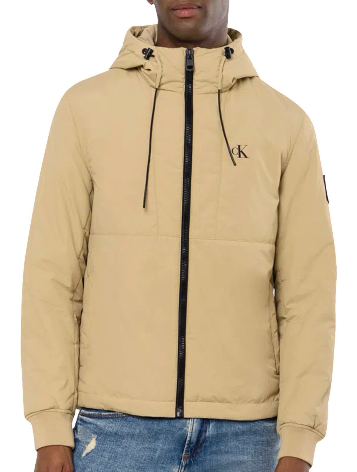 Jaqueta Calvin Klein Jeans Masculina Reciclada Chest Logo Cáqui Claro