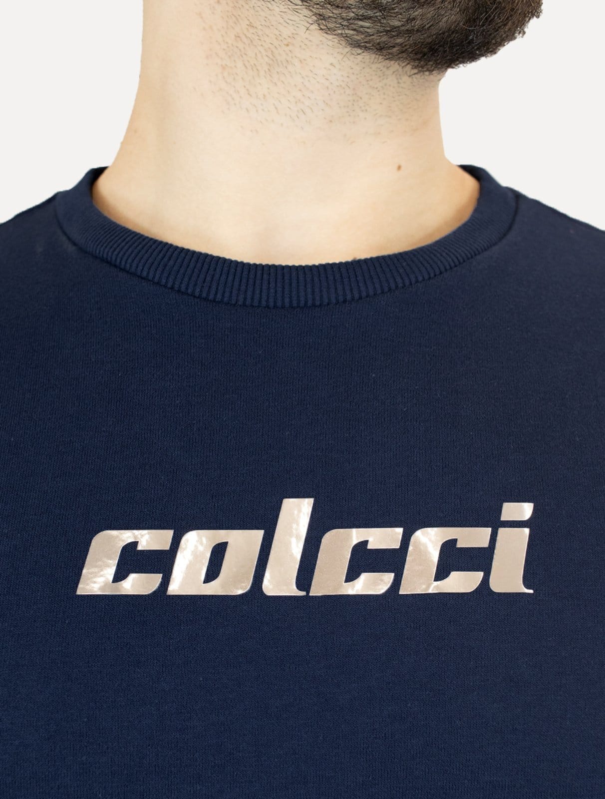 Vista 2 Moletom Colcci Masculino Comfort Crewneck Mirrored Logo Colcci azul marinho