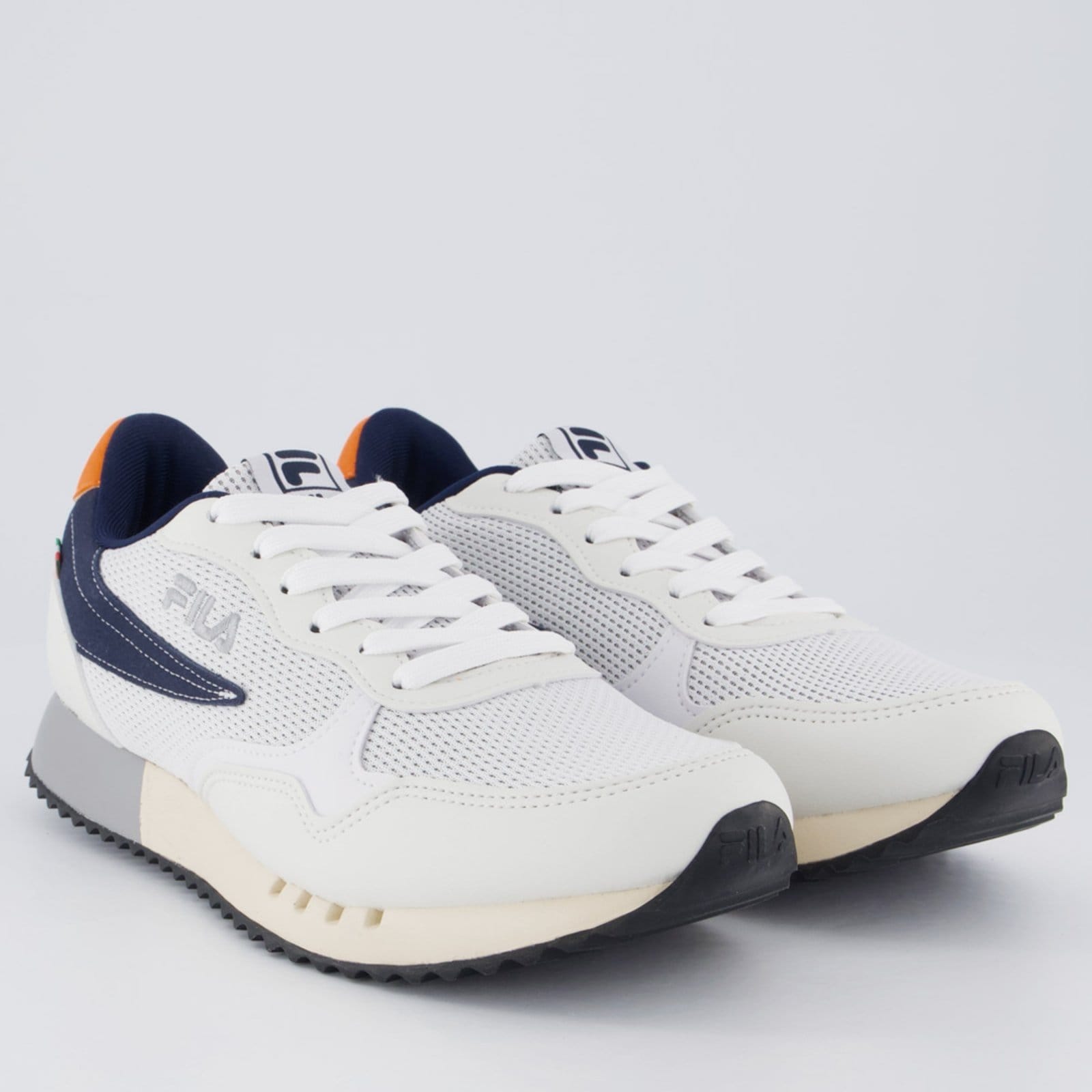 Vista 2 Tênis Fila Euro Jogger Sport II Branco e Marinho Fila azul