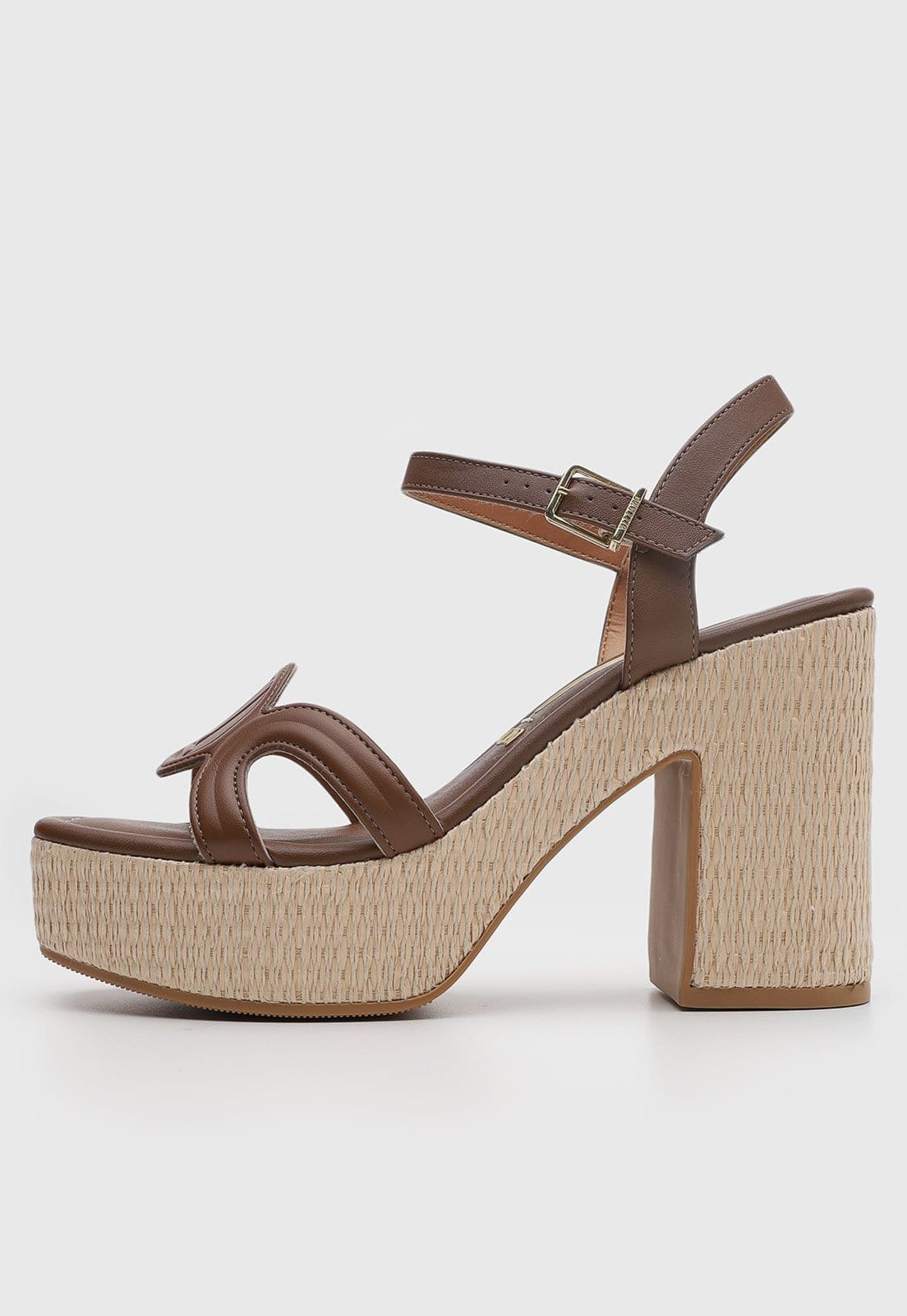 Sandália Feminina Vizzano Salto Bloco Textura Palha