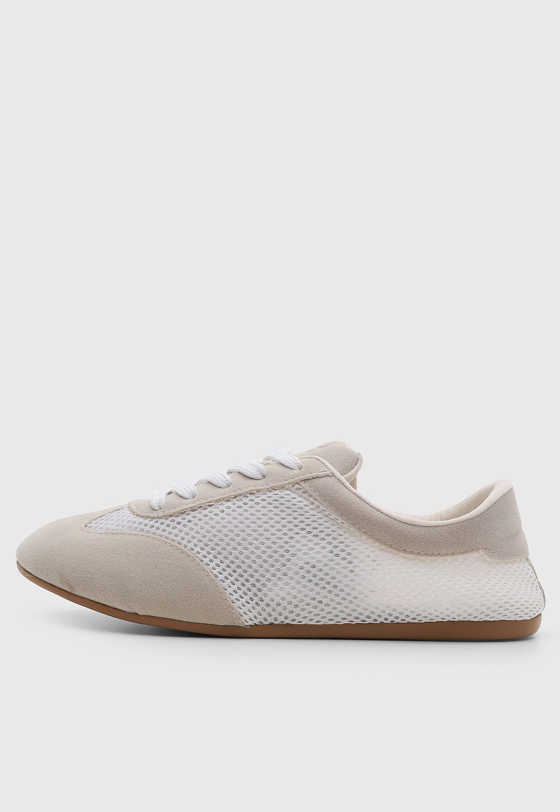 Vista principal Tênis Feminino VIA UNO Mesh e Camurça Claro VIA UNO bege