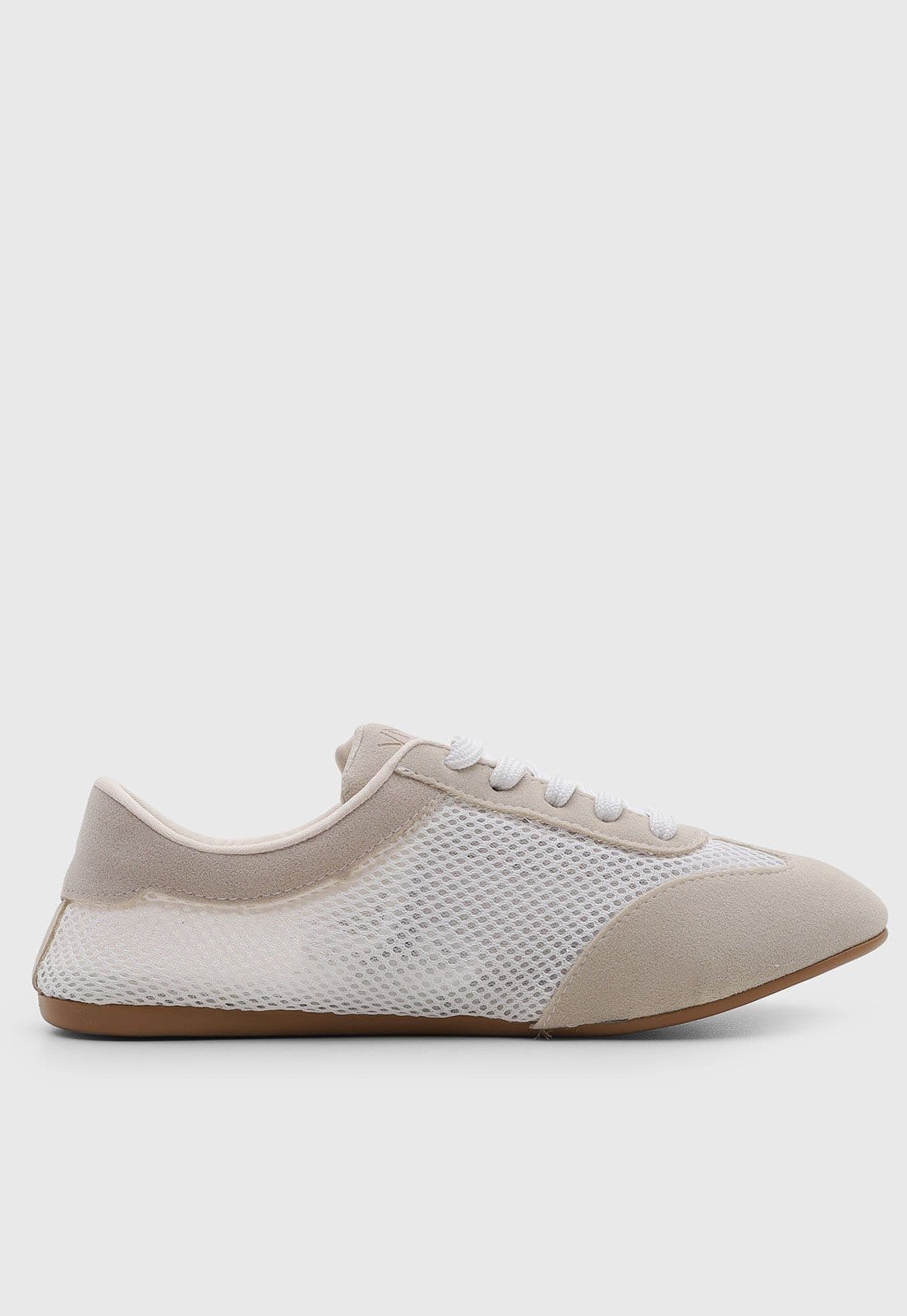 Vista 2 Tênis Feminino VIA UNO Mesh e Camurça Claro VIA UNO bege