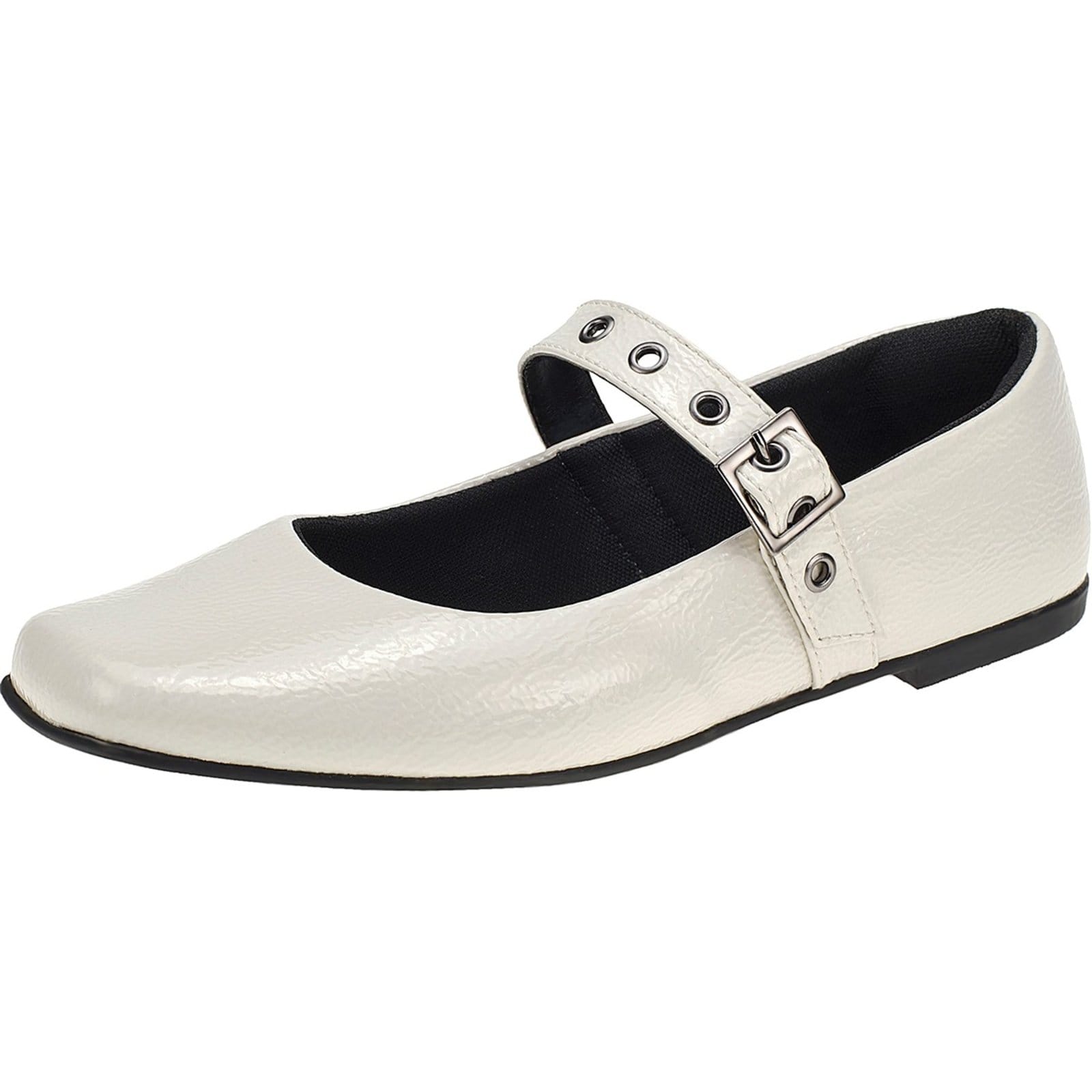 Sapatilha Feminina Lóris Shoes Fivela Mary Jane Bico Quadrado Clássico Retro 195 Off White