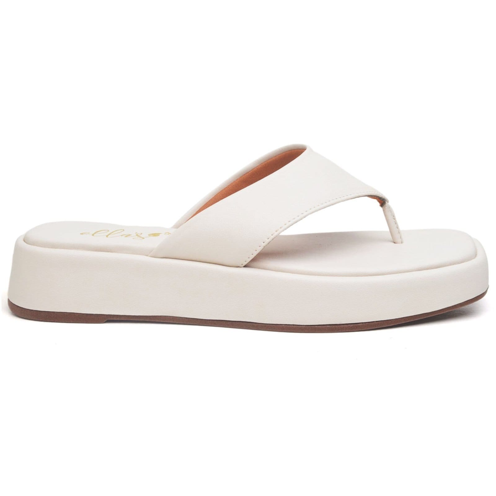 Vista 2 Sandália Flat Feminina Napa Off White Ella's ZAFREM off-white white