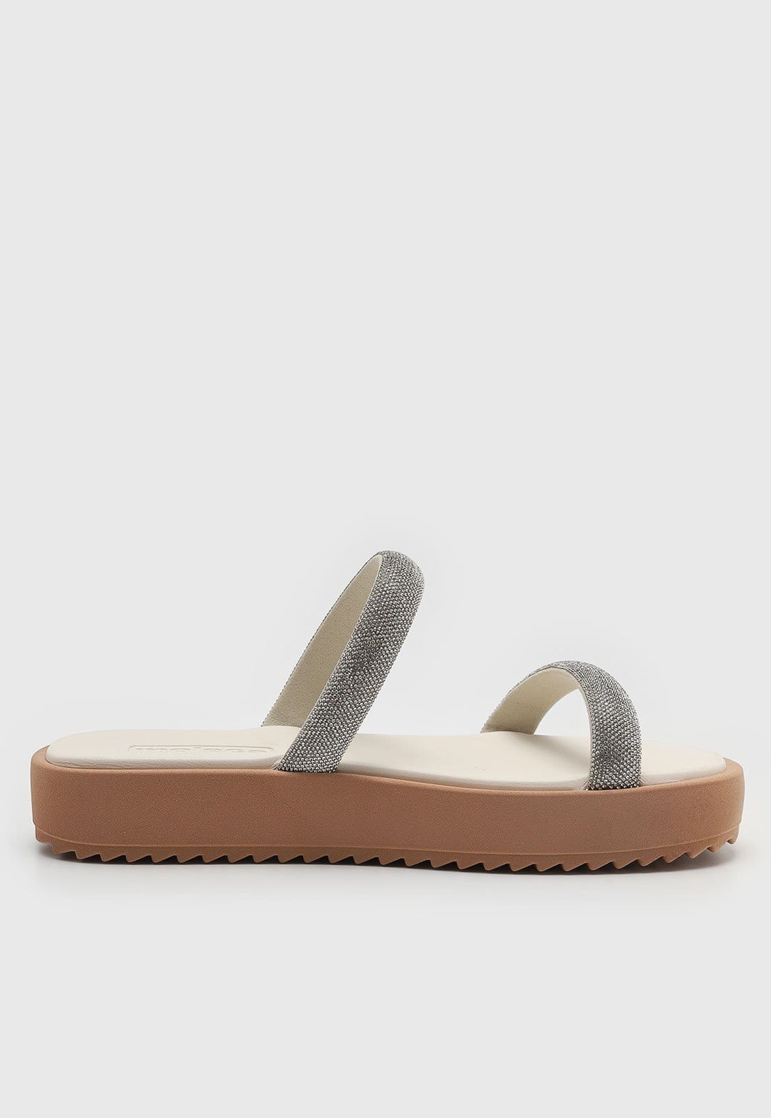Vista 2 Sandália Baixa Moleca Duas Tiras Brilhantes Off-White MOLECA off-white white