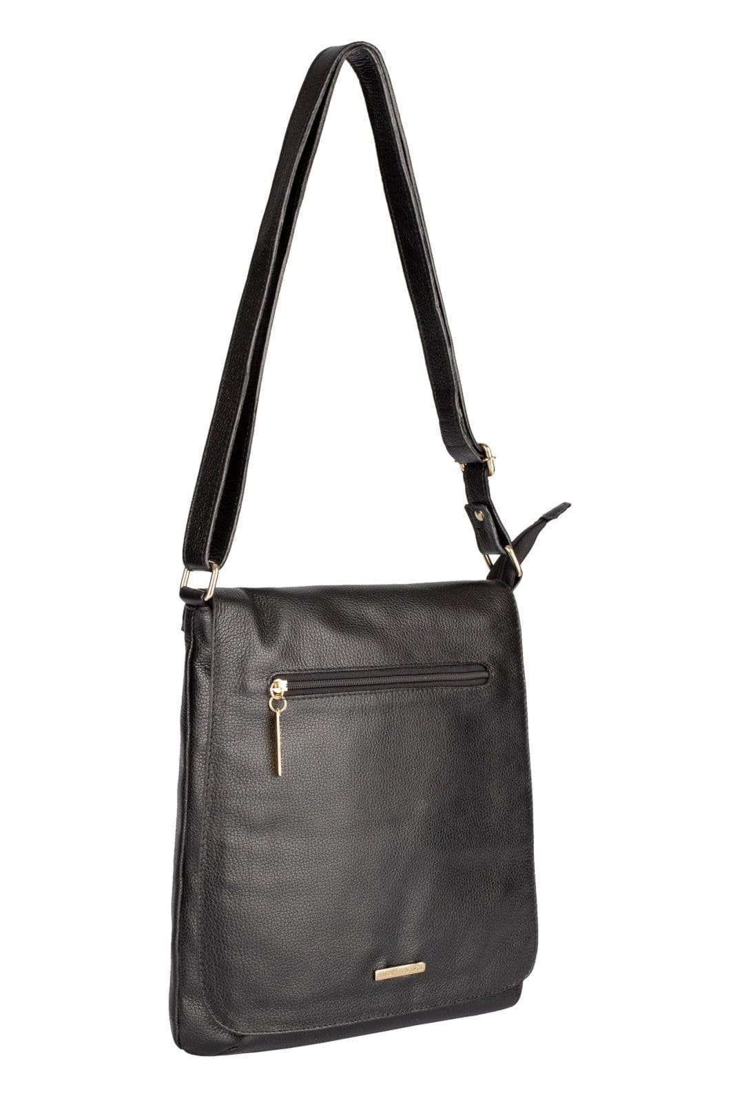 Bolsa transversal grande de couro liso Karina