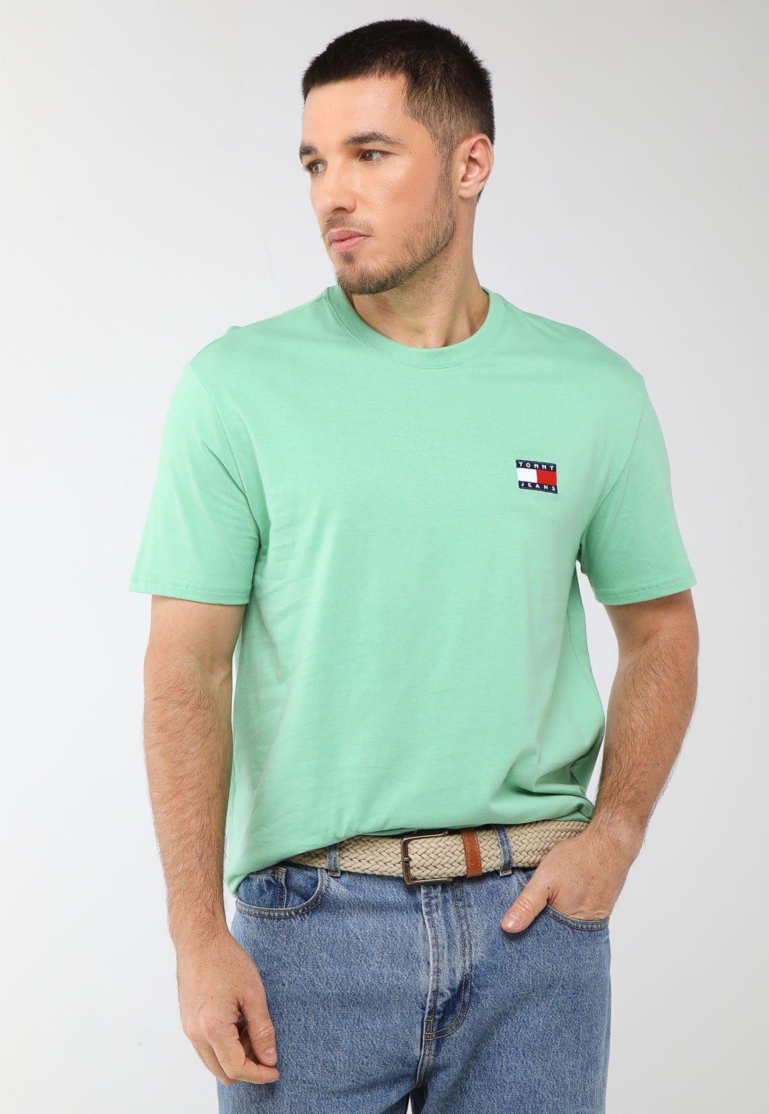 Vista principal Camiseta Masculina Tommy Jeans TJM REG BADGE Tee Claro Tommy Jeans verde