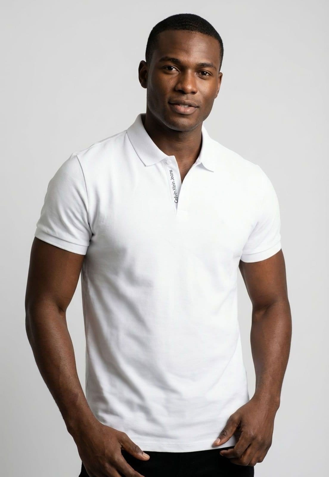 Vista principal Polo Masculina Calvin Klein Jeans Branca Calvin Klein Jeans branco