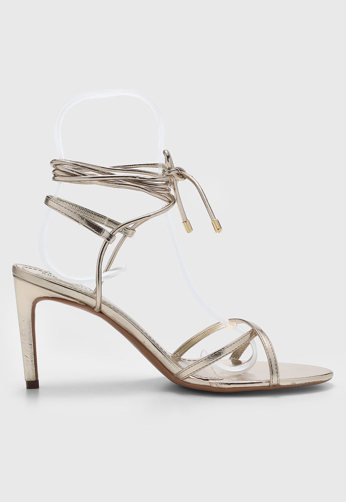 Vista 2 Sandália Feminina Santa Lolla Salto Alto Metalizada Dourada Santa Lolla dourado