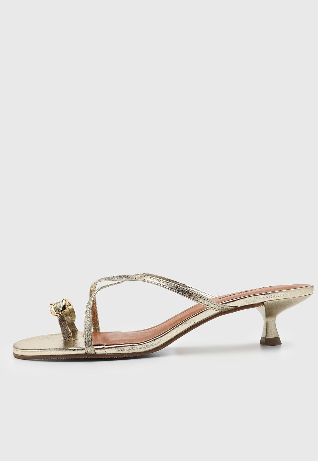 Sandália Feminina Bottero Salto Baixo Metalizada Dourada